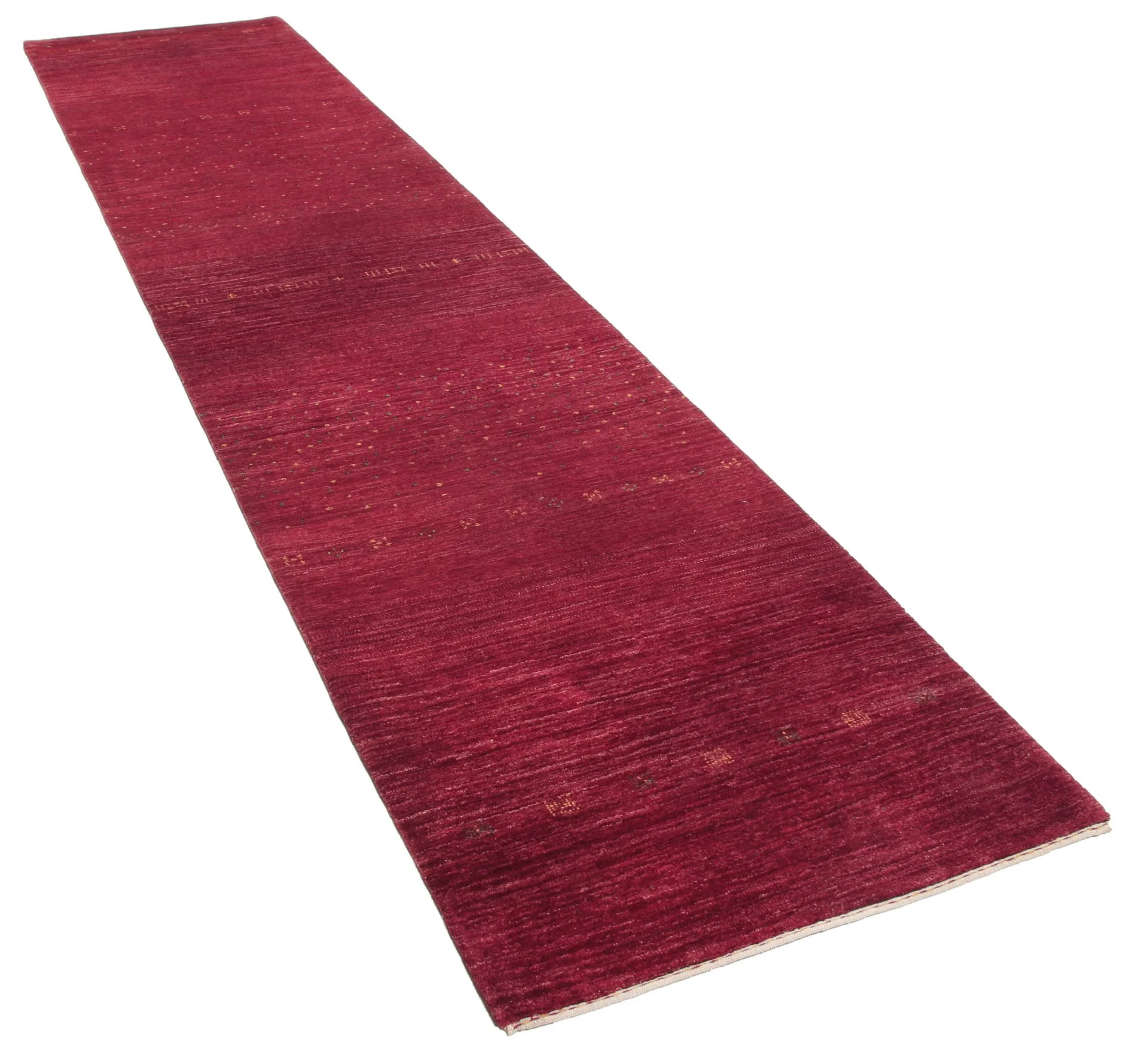 Hand-Knotted Wool Loribaft Indian Rug, 86 × 382 cm