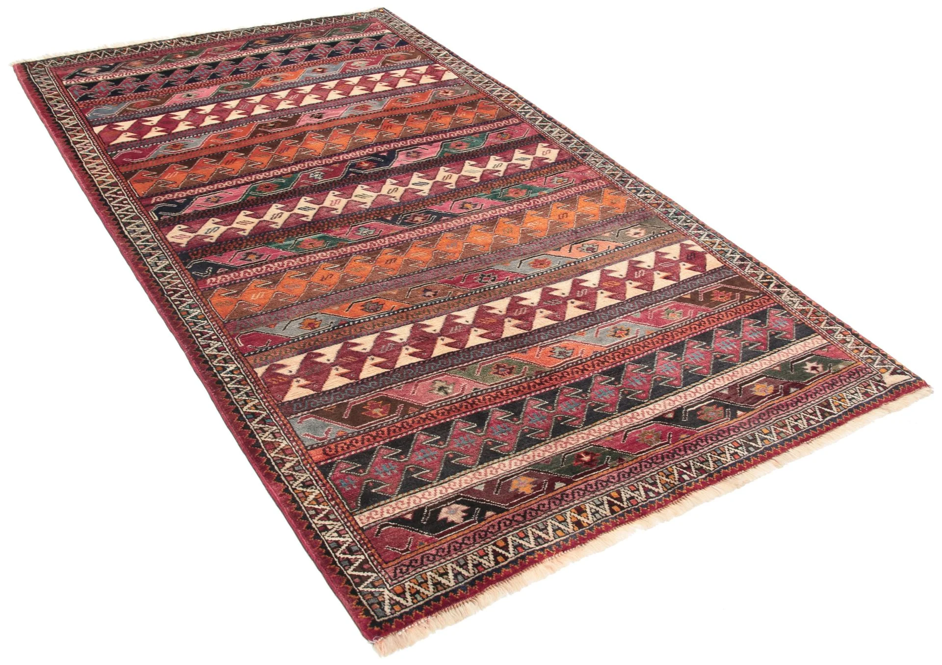 Hand-Knotted Wool Qashqai Persian Rug, 107 × 195 cm