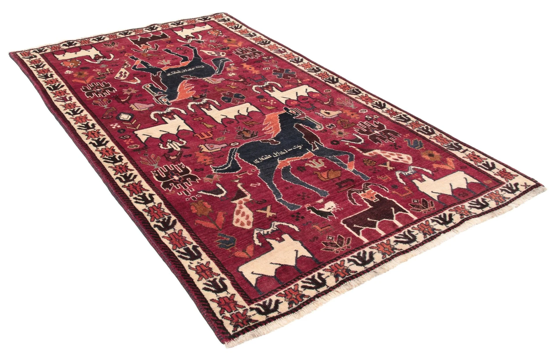 Hand-Knotted Wool Qashqai Persian Rug, 122 × 203 cm