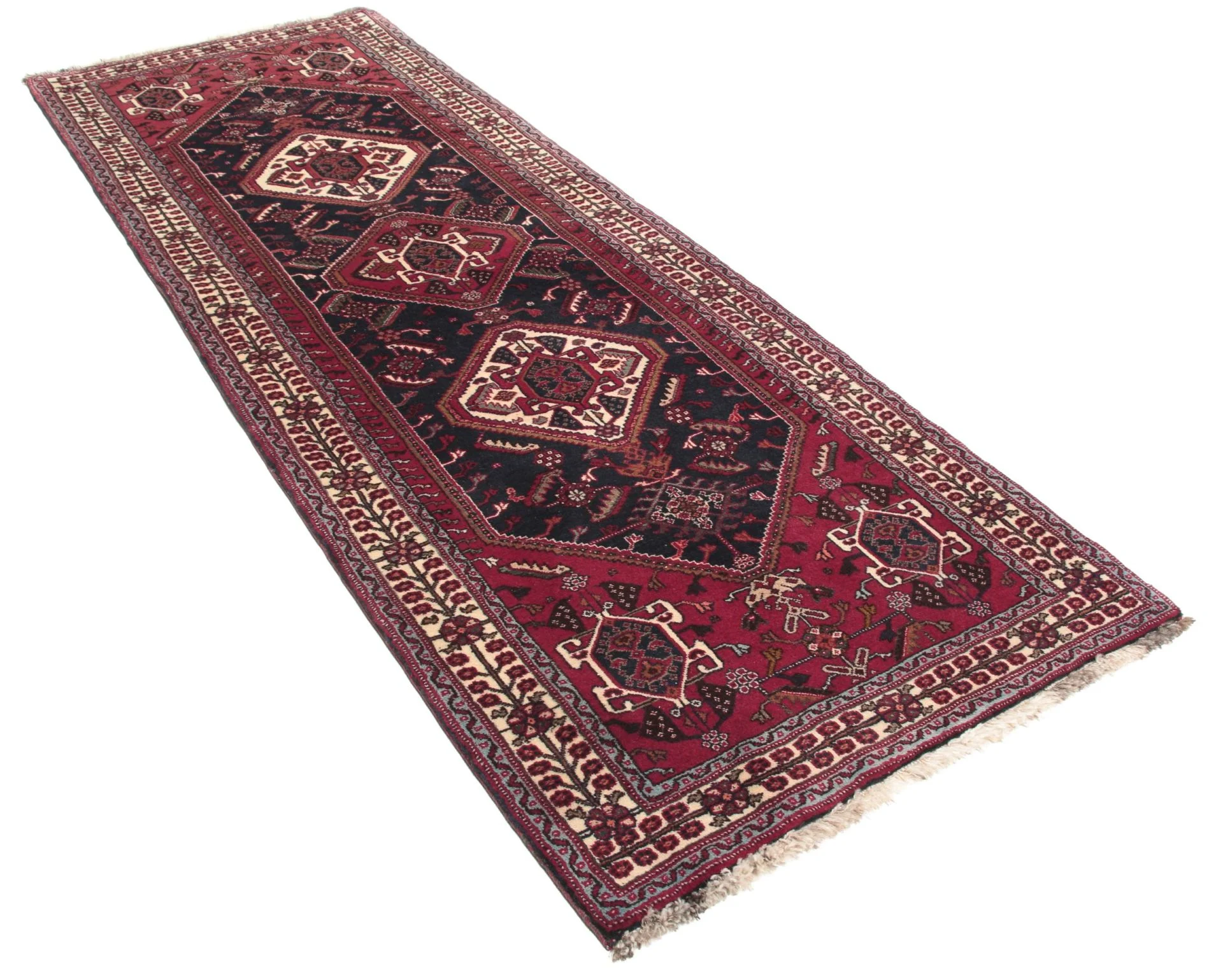 Hand-Knotted Wool Qashqai Persian Rug, 80 × 250 cm