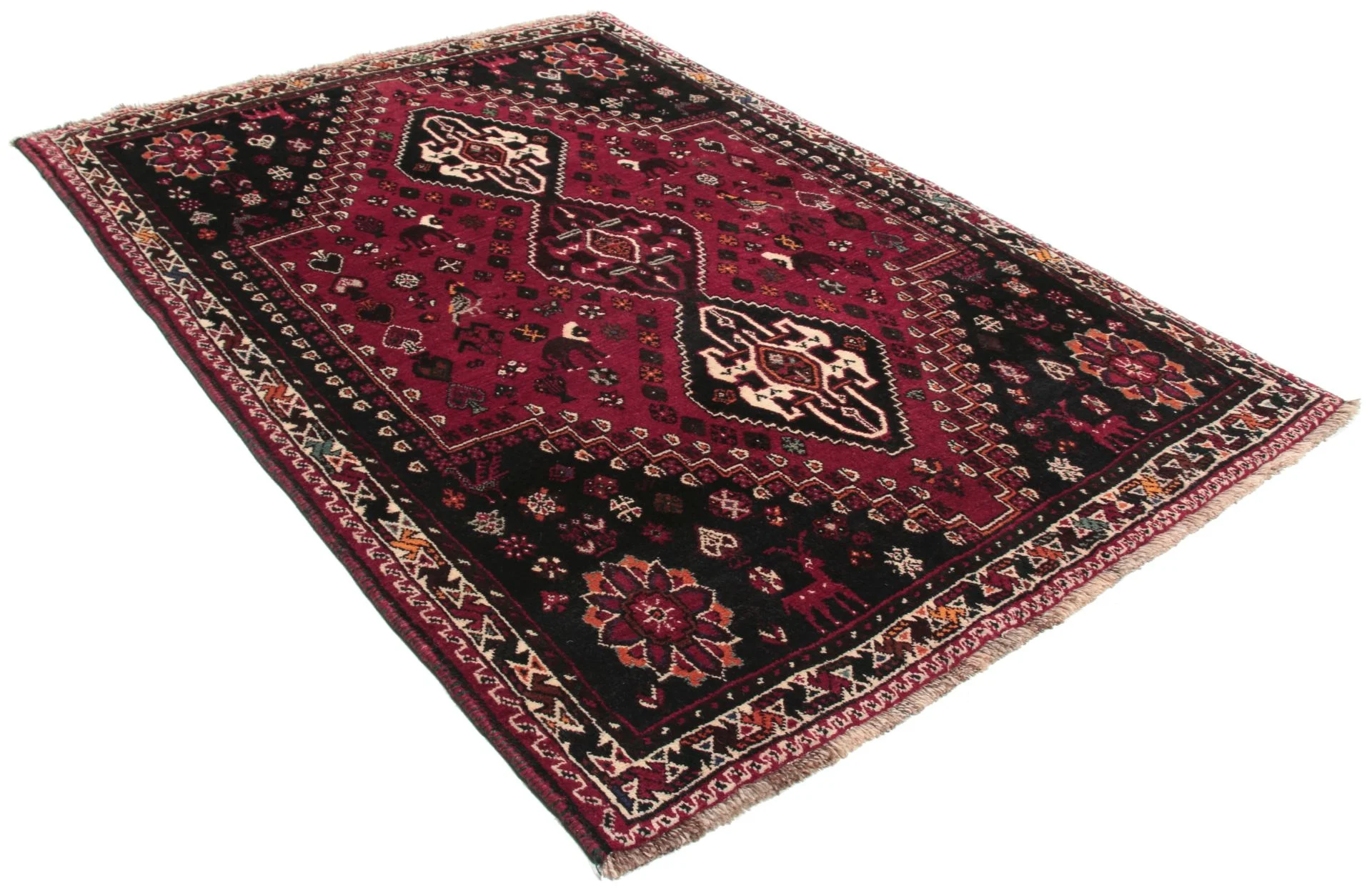 Hand-Knotted Wool Qashqai Persian Rug, 124 × 178 cm