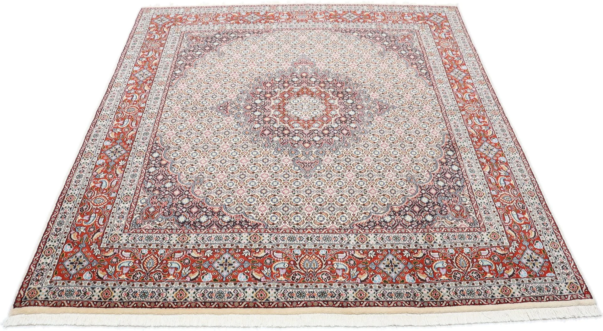 perserteppich-moud-192-x-205-cm-schurwolle-handgeknupft-floral-12 Hand-Knotted Wool Moud Persian Rug, 192 × 205 cm