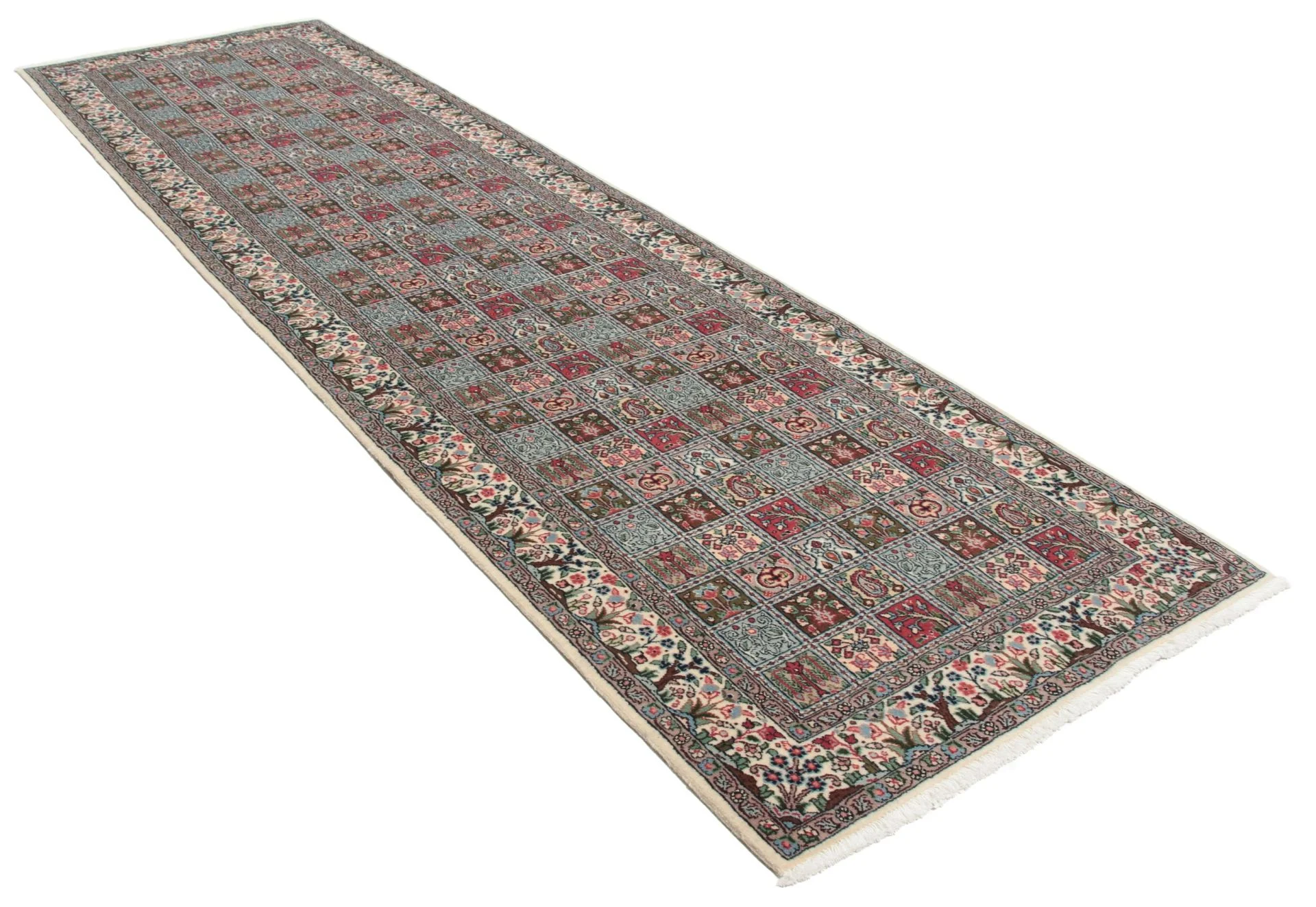 Hand-Knotted Wool Moud Persian Rug, 80 × 290 cm