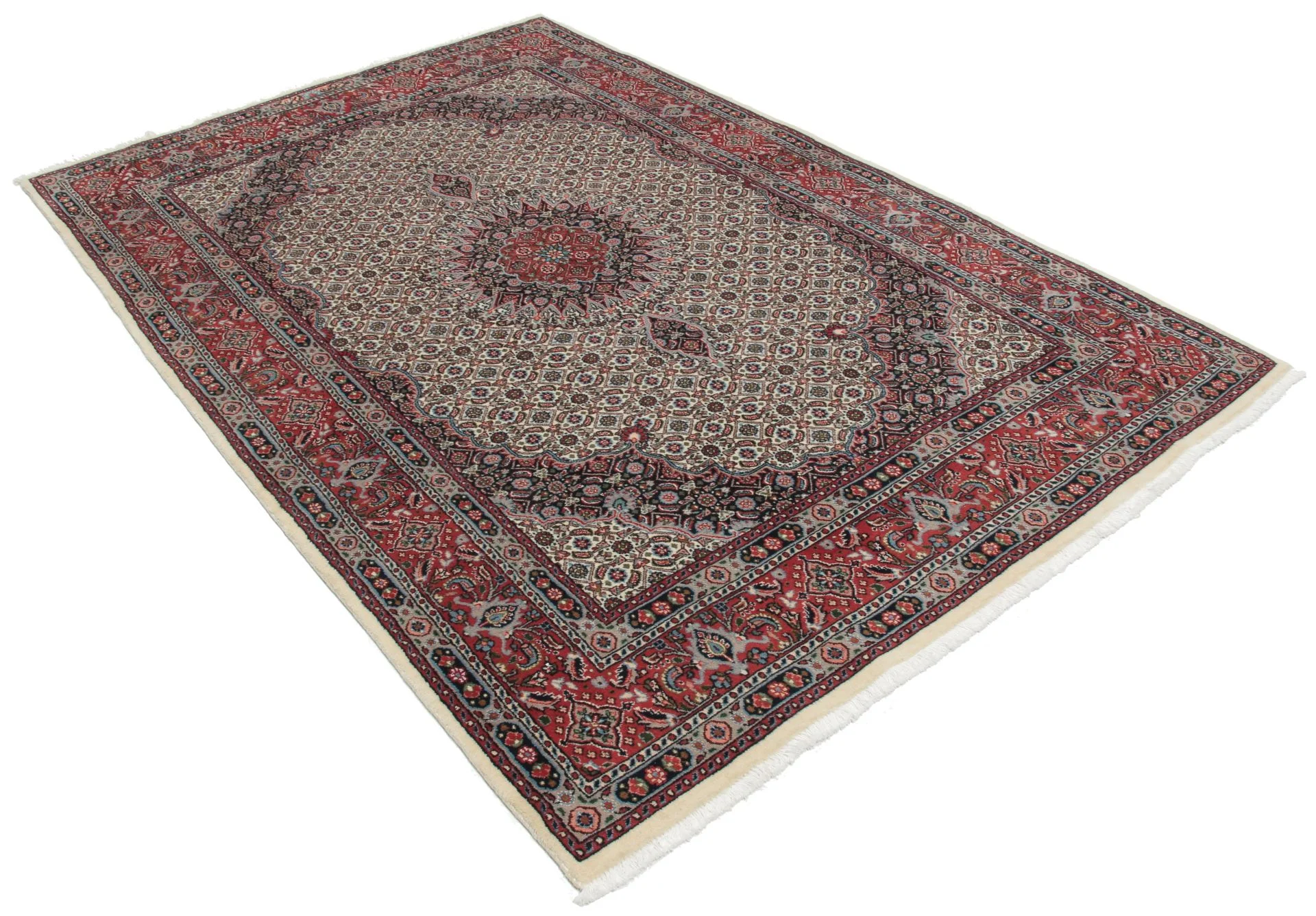 Hand-Knotted Wool Moud Persian Rug, 140 × 202 cm
