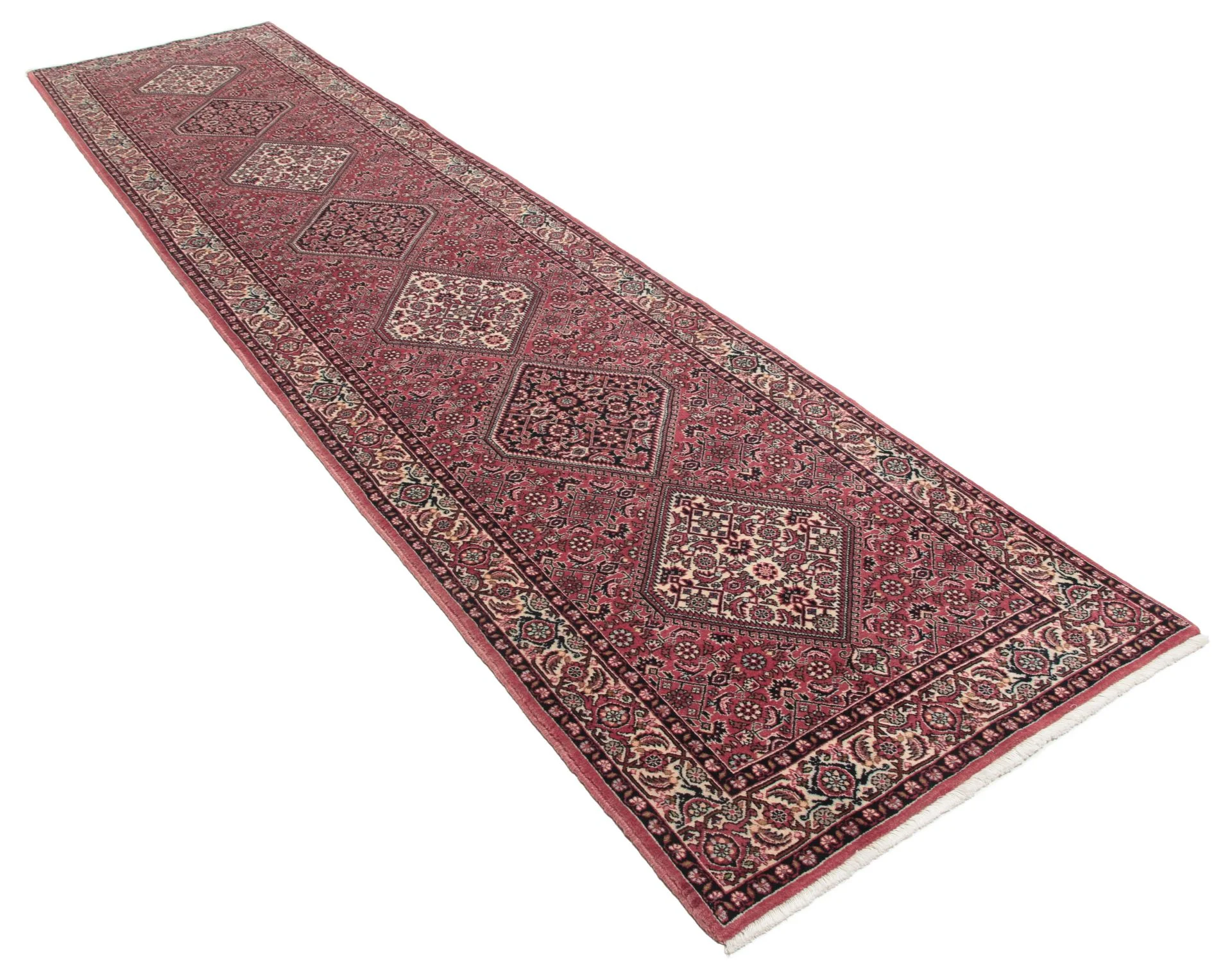 Hand-Knotted Wool Bijar Persian Rug, 87 × 387 cm