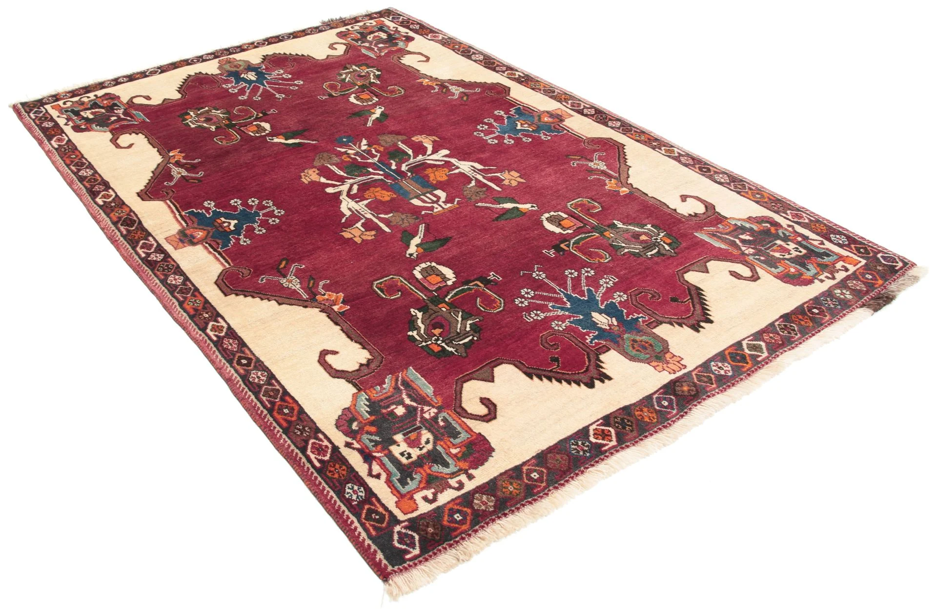 Hand-Knotted Wool Qashqai Persian Rug, 122 × 190 cm