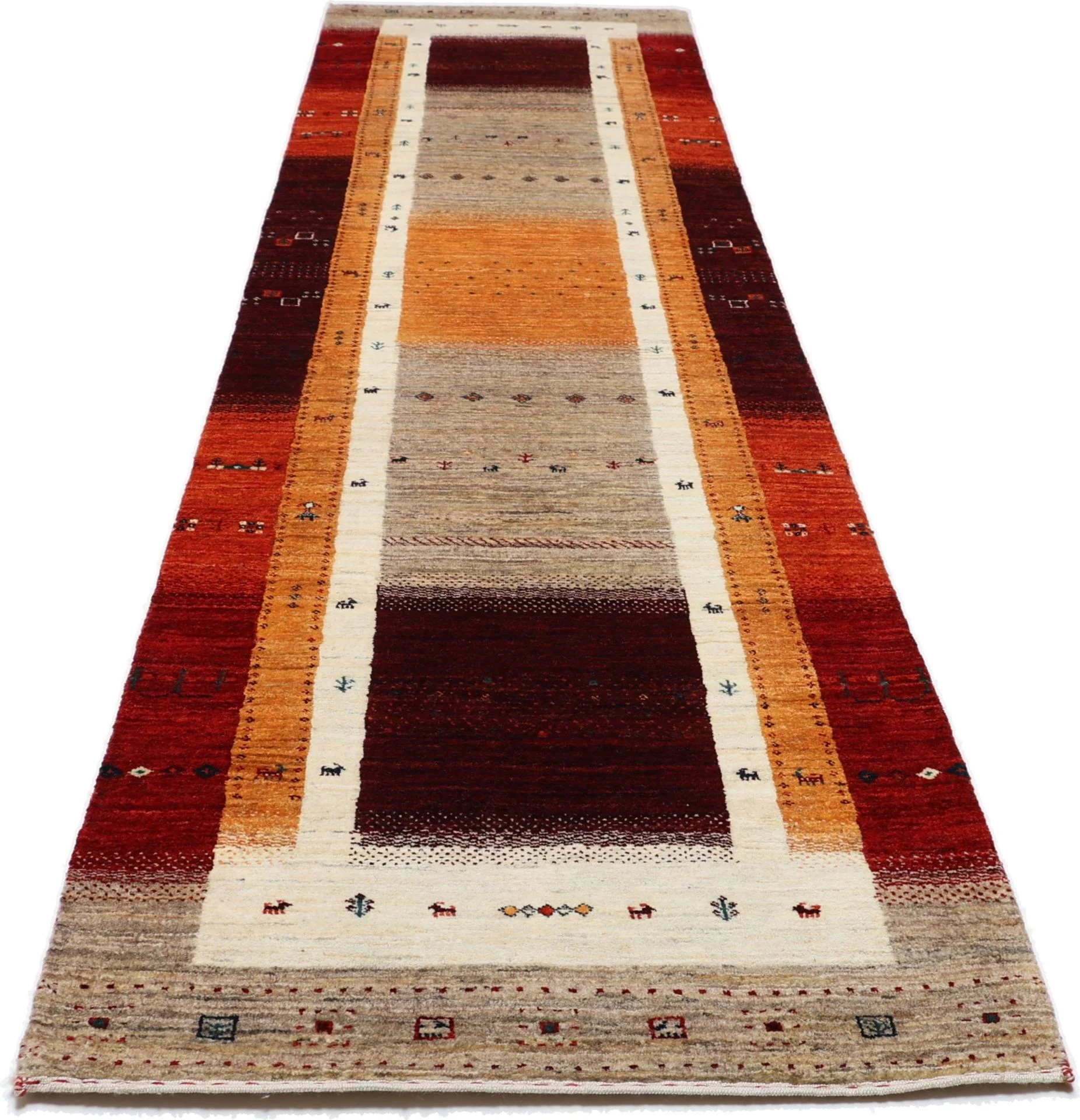 Hand-Knotted Wool Loribaft Indian Rug, 85 × 314 cm