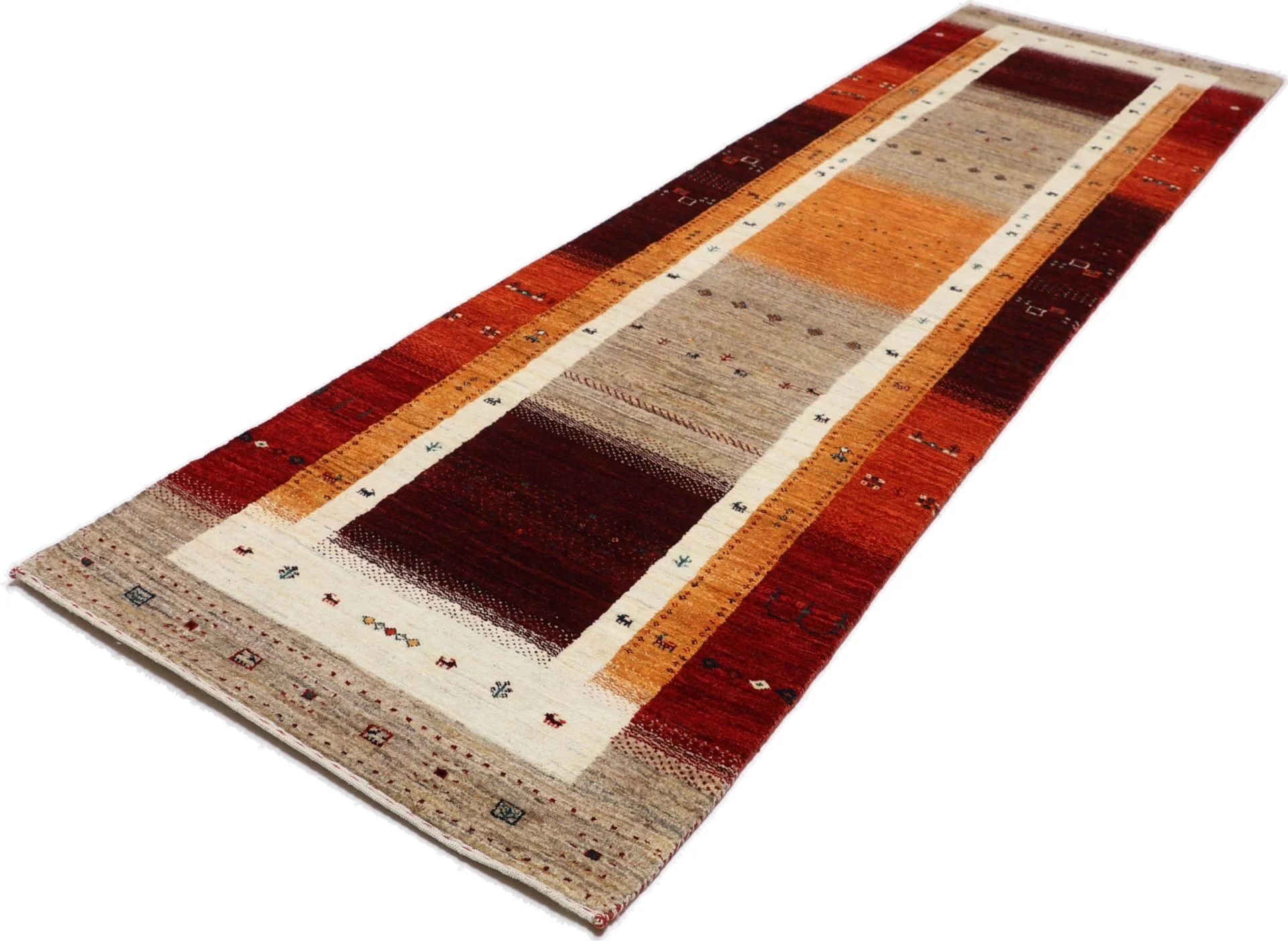 Hand-Knotted Wool Loribaft Indian Rug, 85 × 314 cm