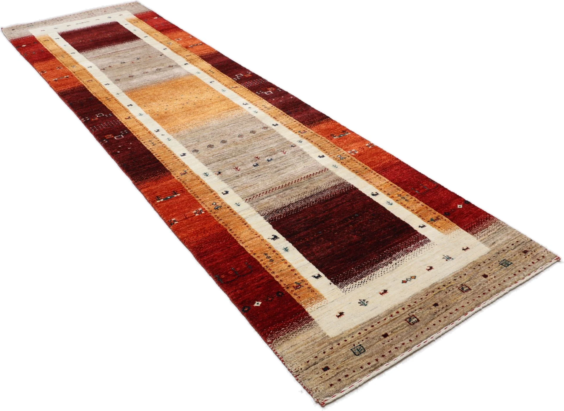 Hand-Knotted Wool Loribaft Indian Rug, 85 × 314 cm