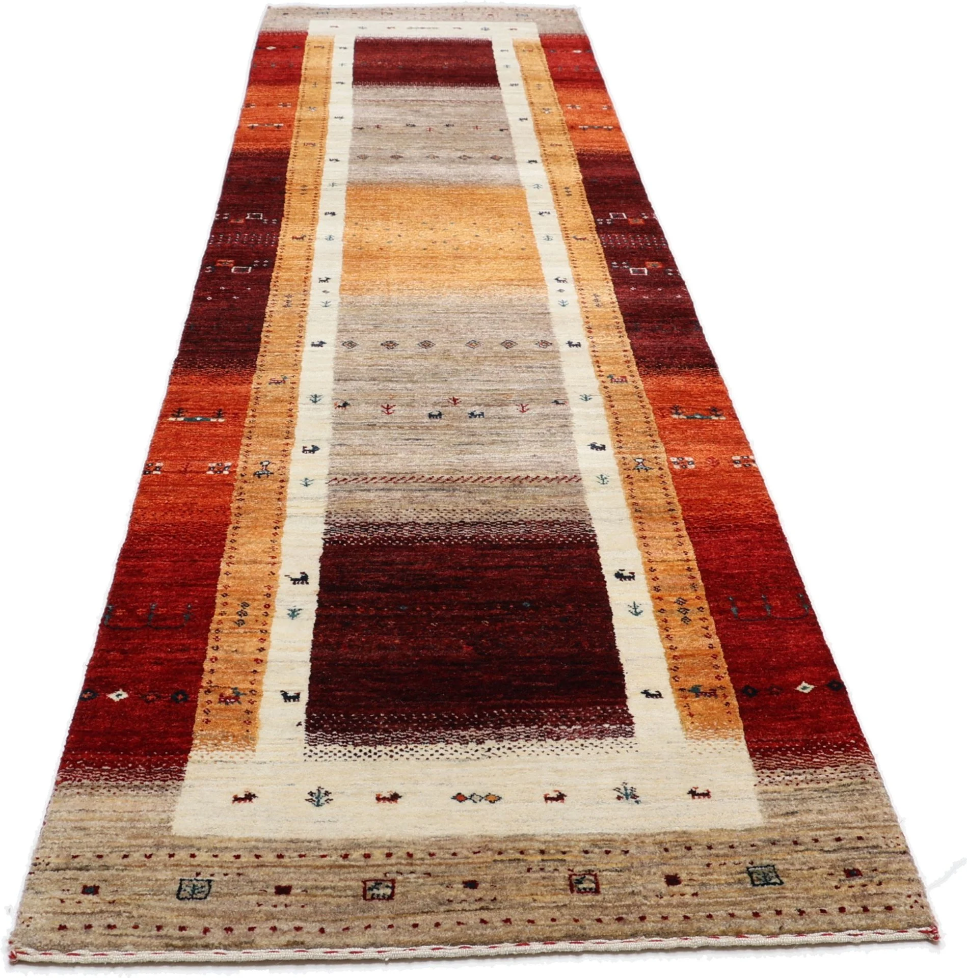 Hand-Knotted Wool Loribaft Indian Rug, 85 × 314 cm