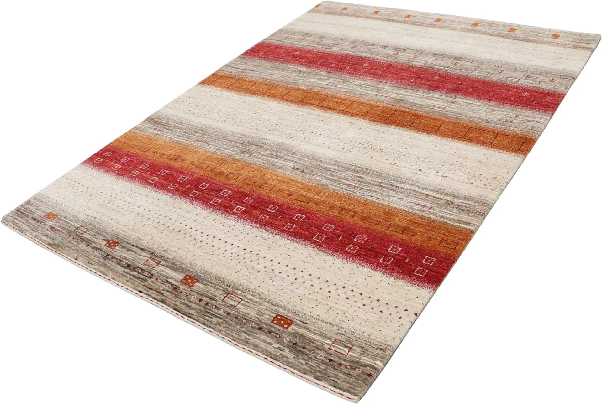 Hand-Knotted Wool Loribaft Indian Rug, 148 × 203 cm