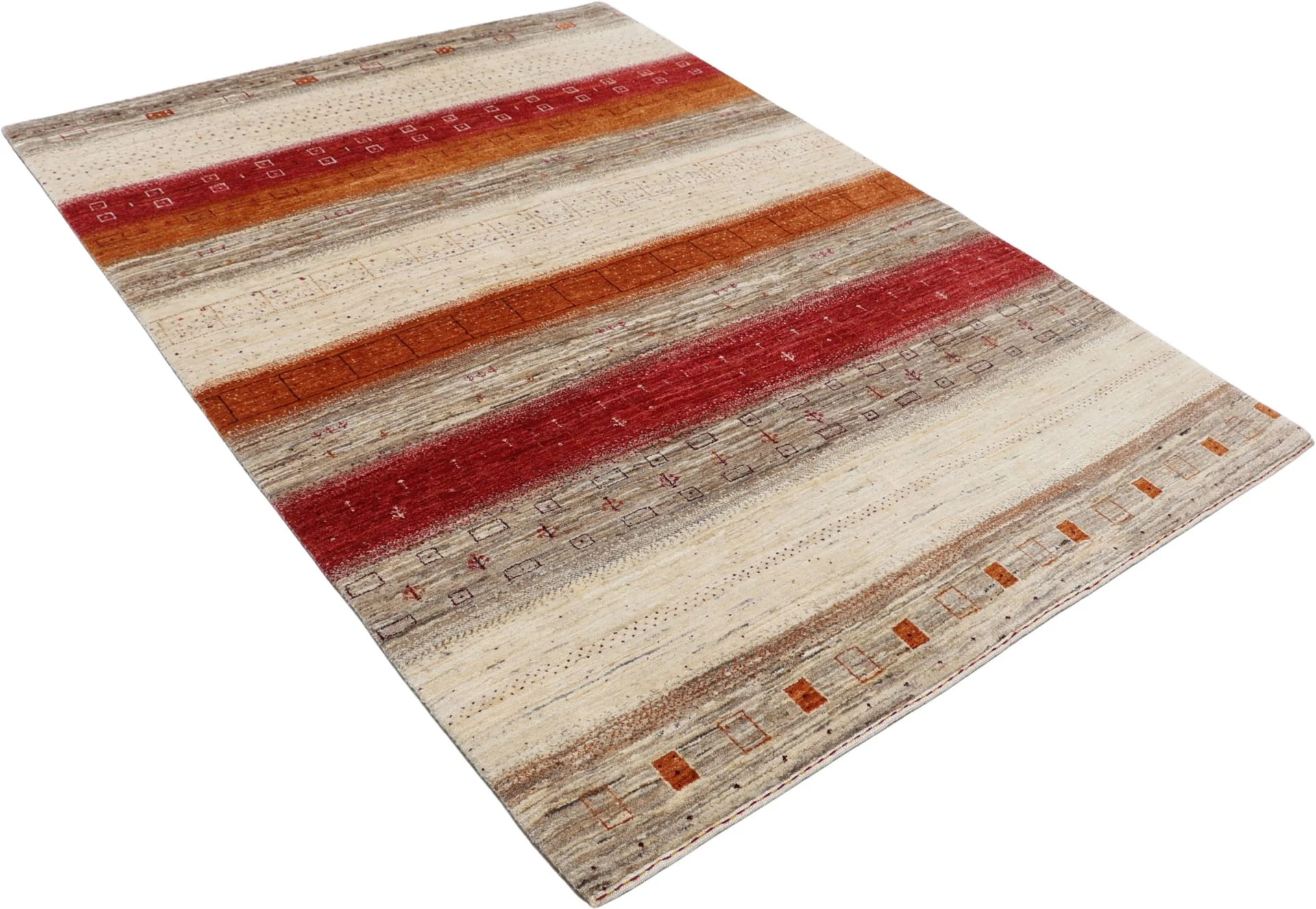 Hand-Knotted Wool Loribaft Indian Rug, 148 × 203 cm