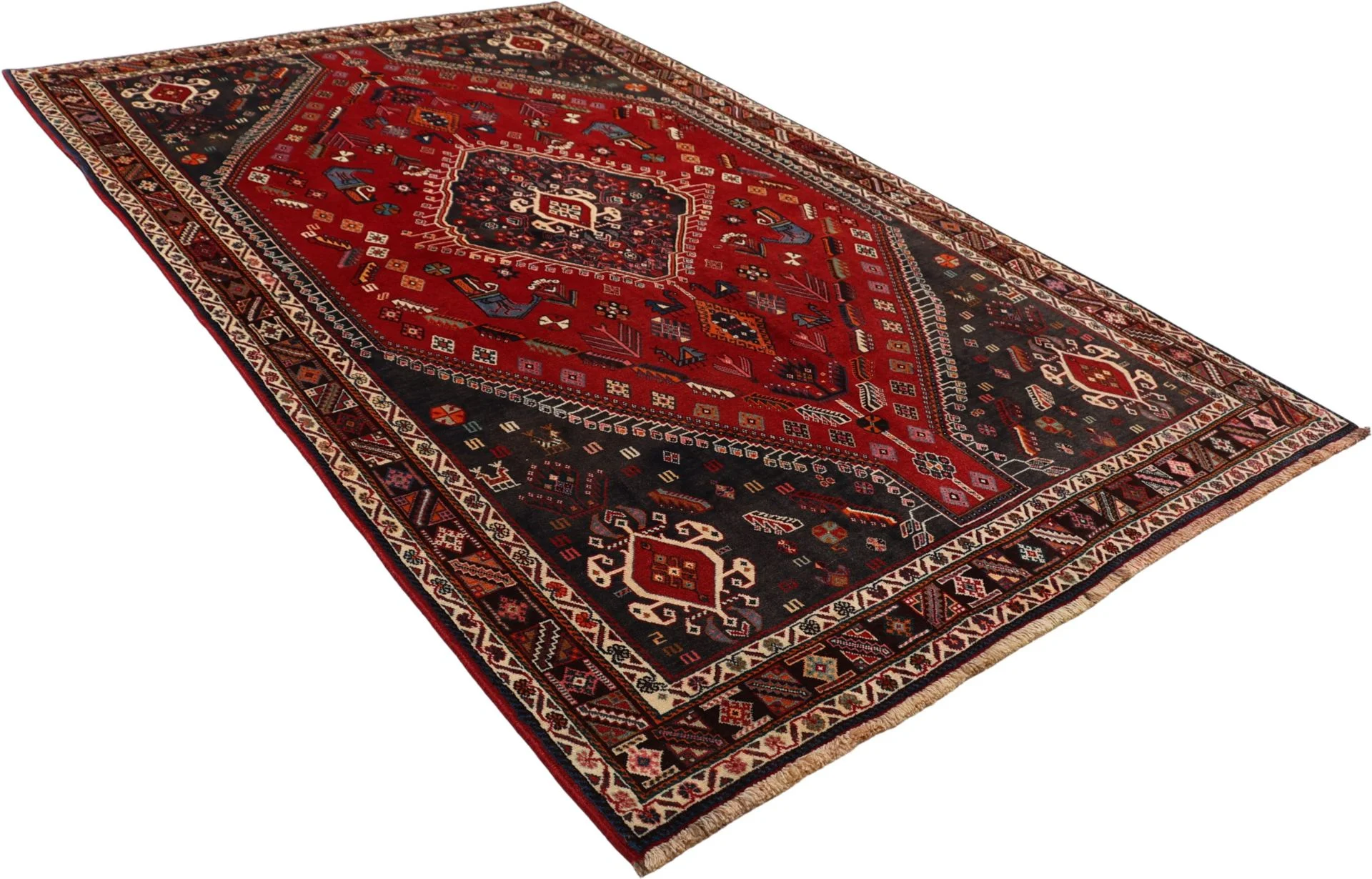Shiraz Persian Rug — hand-knotted, 155 × 257 cm, Wool