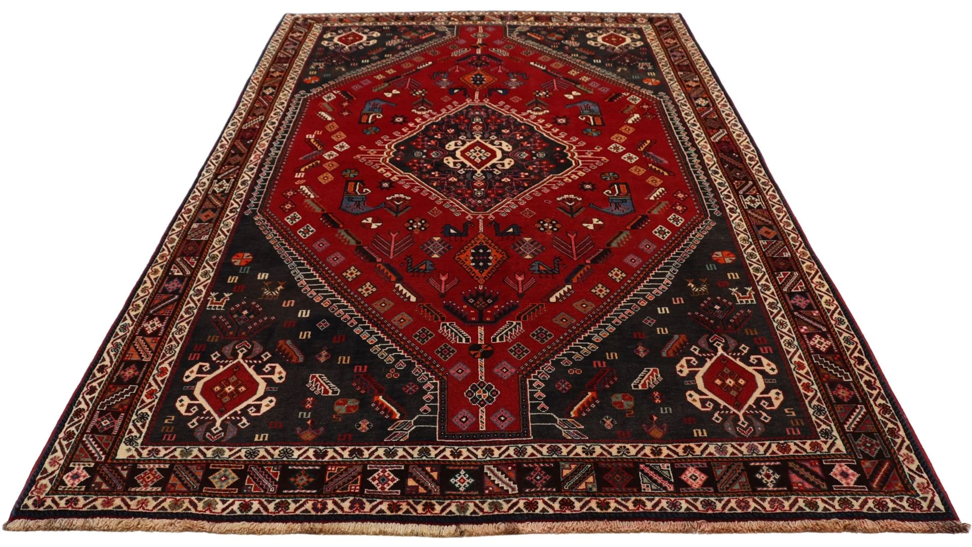 Shiraz Persian Rug — hand-knotted, 155 × 257 cm, Wool