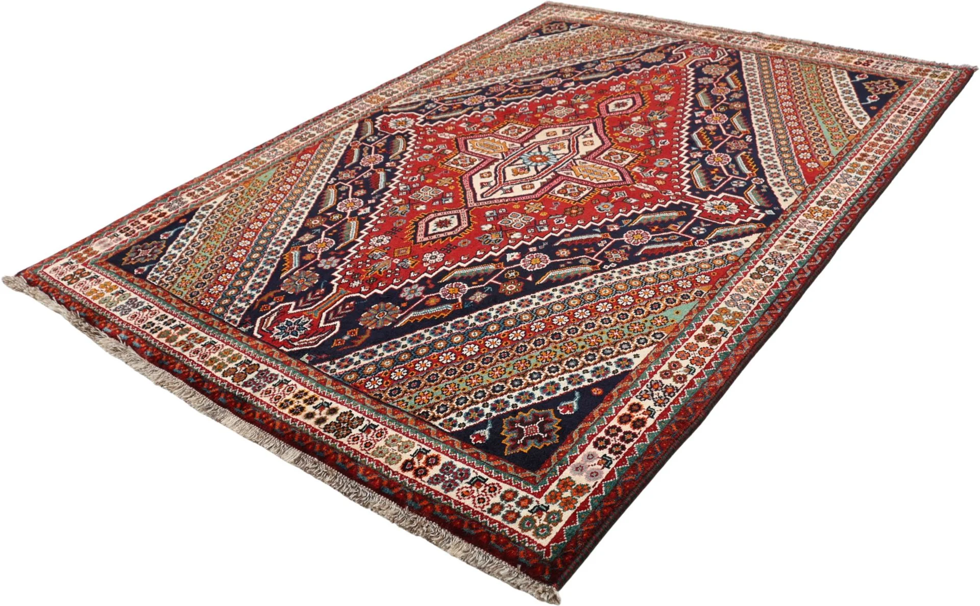 Hand-Knotted Wool Shiraz Persian Rug, 160 × 226 cm