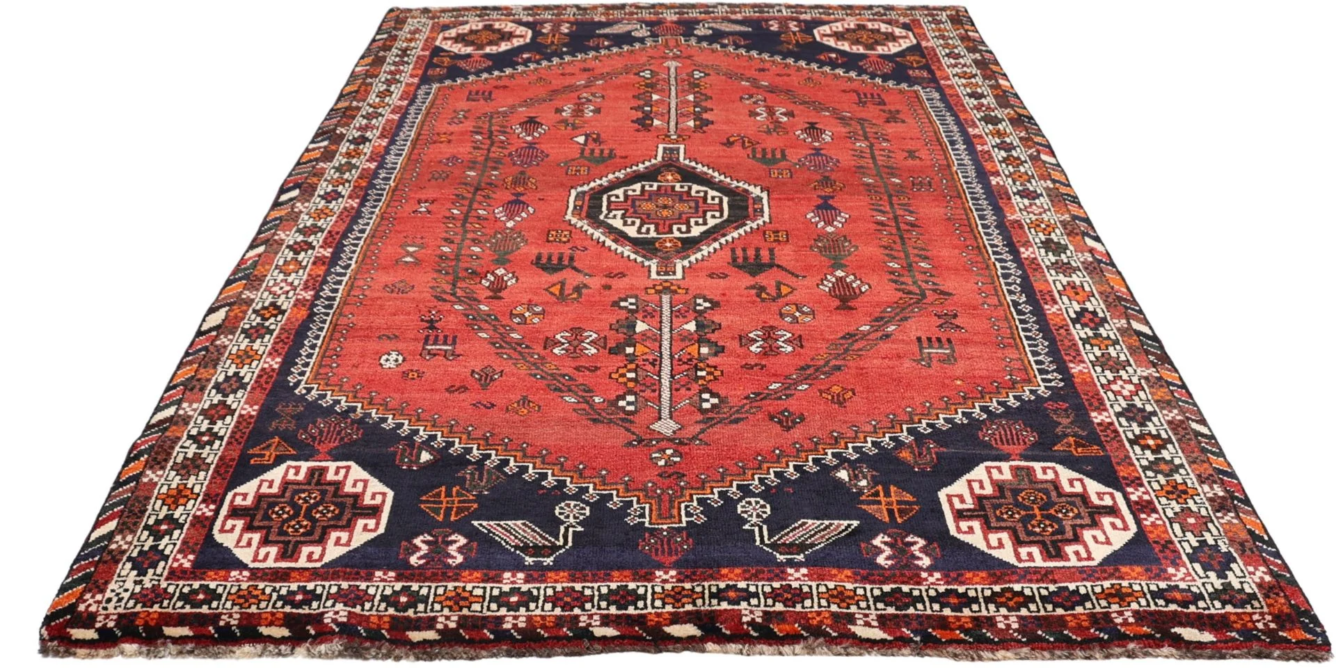 Hand-Knotted Wool Shiraz Persian Rug, 155 × 255 cm