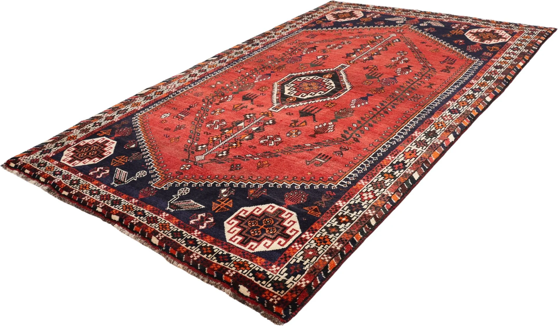 Hand-Knotted Wool Shiraz Persian Rug, 155 × 255 cm