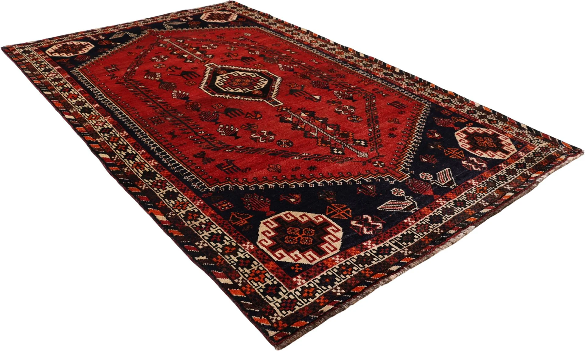 Hand-Knotted Wool Shiraz Persian Rug, 155 × 255 cm