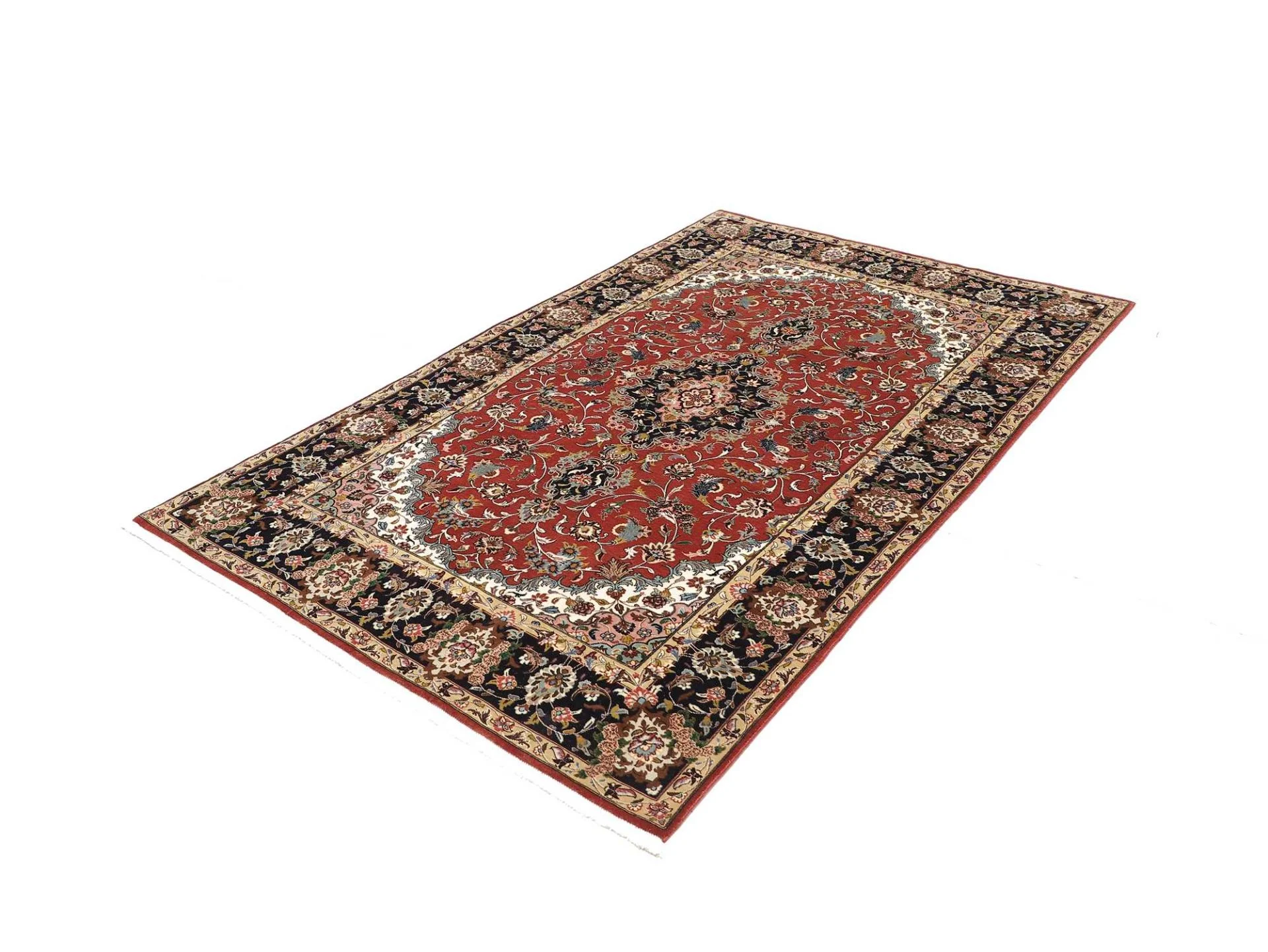 perserteppich-ghom-141-x-210-cm-schurwolle-handgeknupft-rot-blau-12 Qom Persian Rug — hand-knotted, 141 × 210 cm, Wool