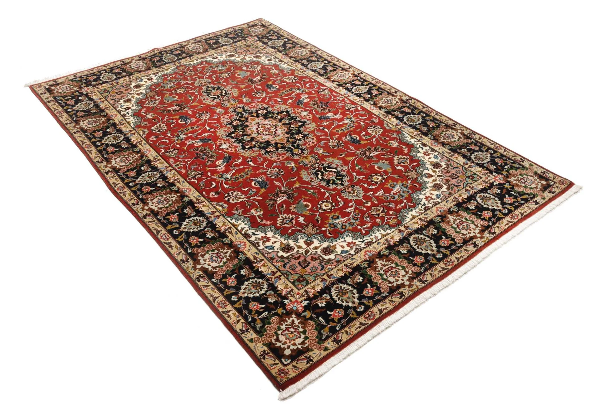 perserteppich-ghom-141-x-210-cm-schurwolle-handgeknupft-rot-blau-14 Qom Persian Rug — hand-knotted, 141 × 210 cm, Wool