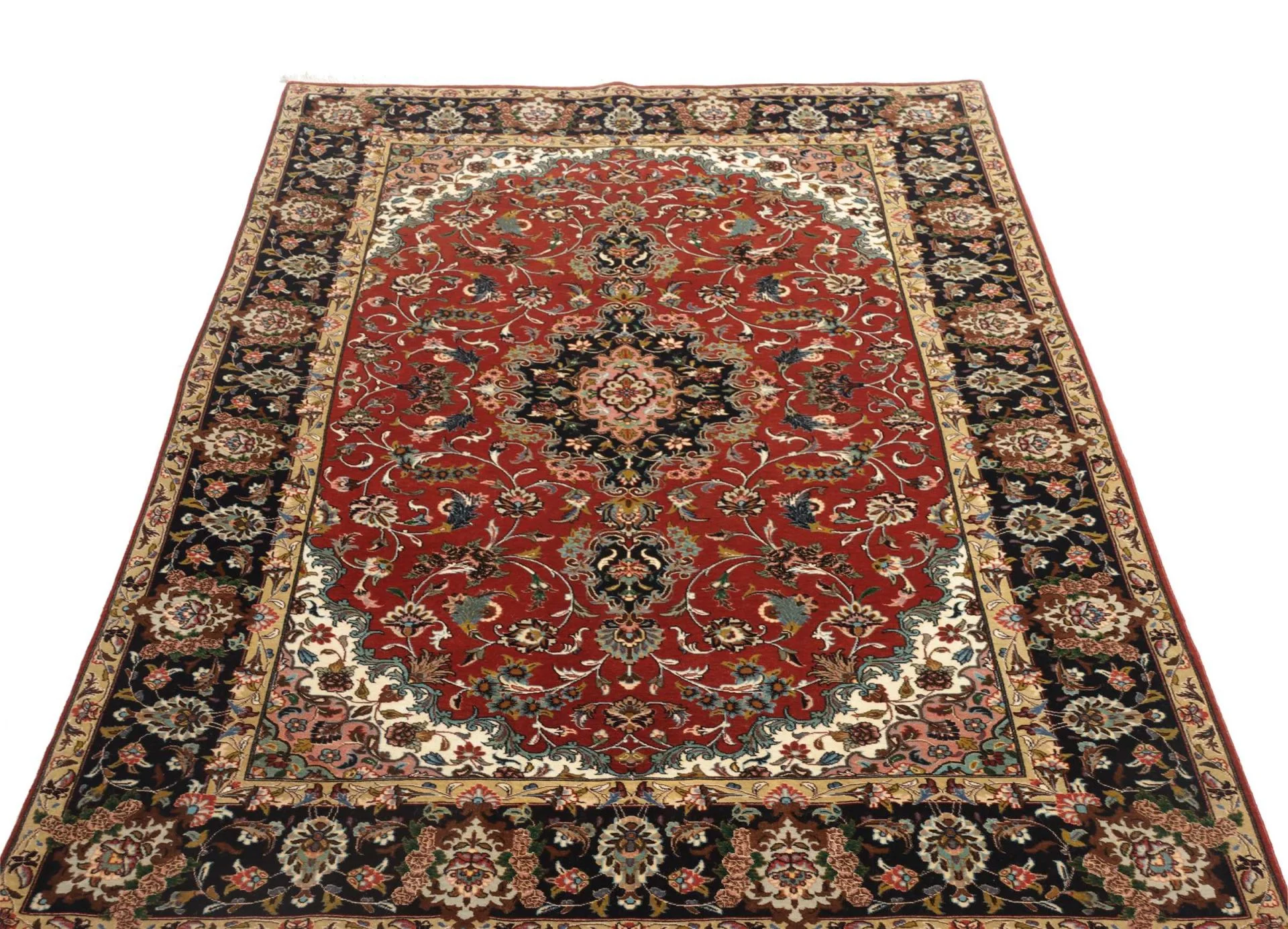 perserteppich-ghom-141-x-210-cm-schurwolle-handgeknupft-rot-blau-17 Qom Persian Rug — hand-knotted, 141 × 210 cm, Wool