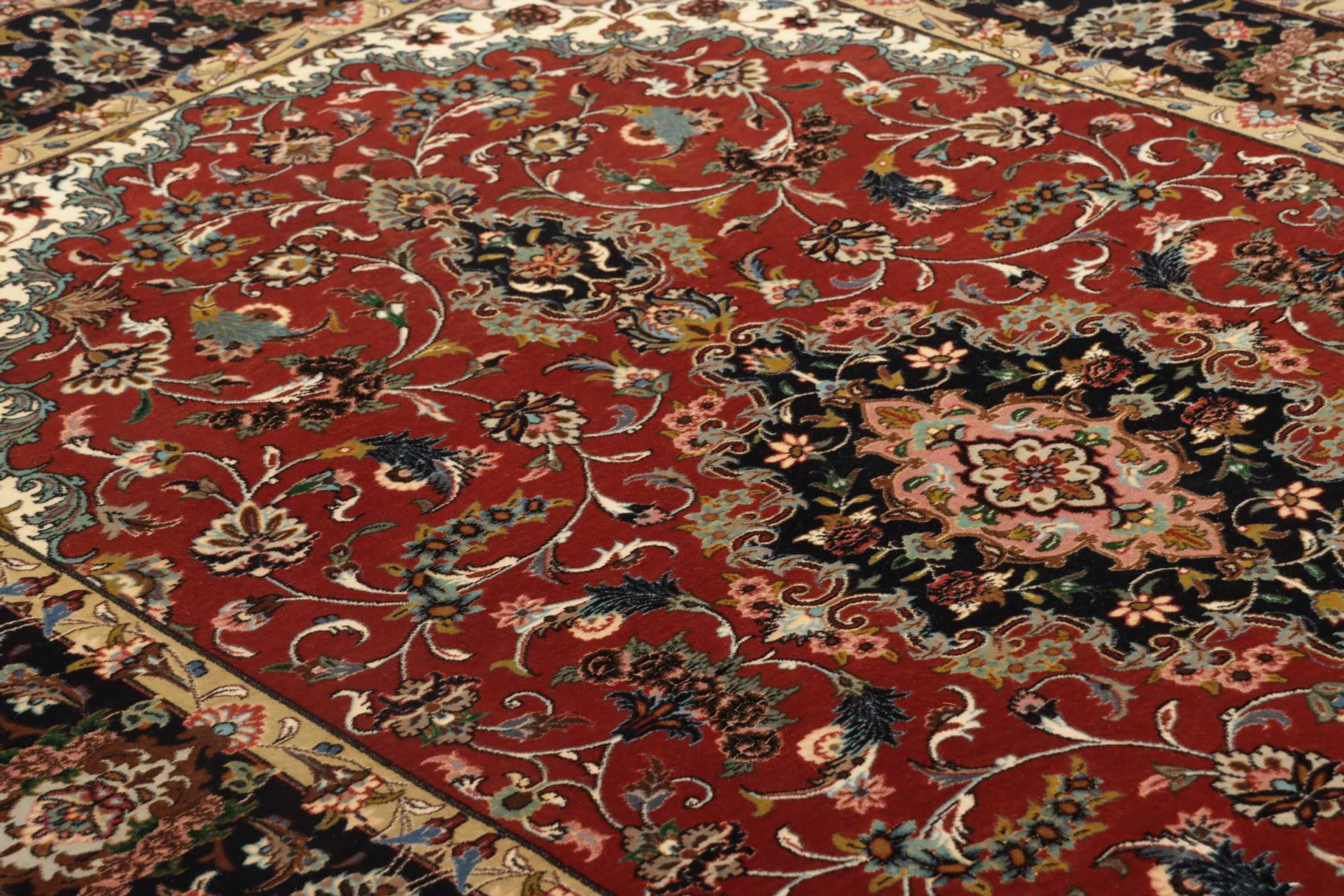 perserteppich-ghom-141-x-210-cm-schurwolle-handgeknupft-rot-blau-25 Qom Persian Rug — hand-knotted, 141 × 210 cm, Wool