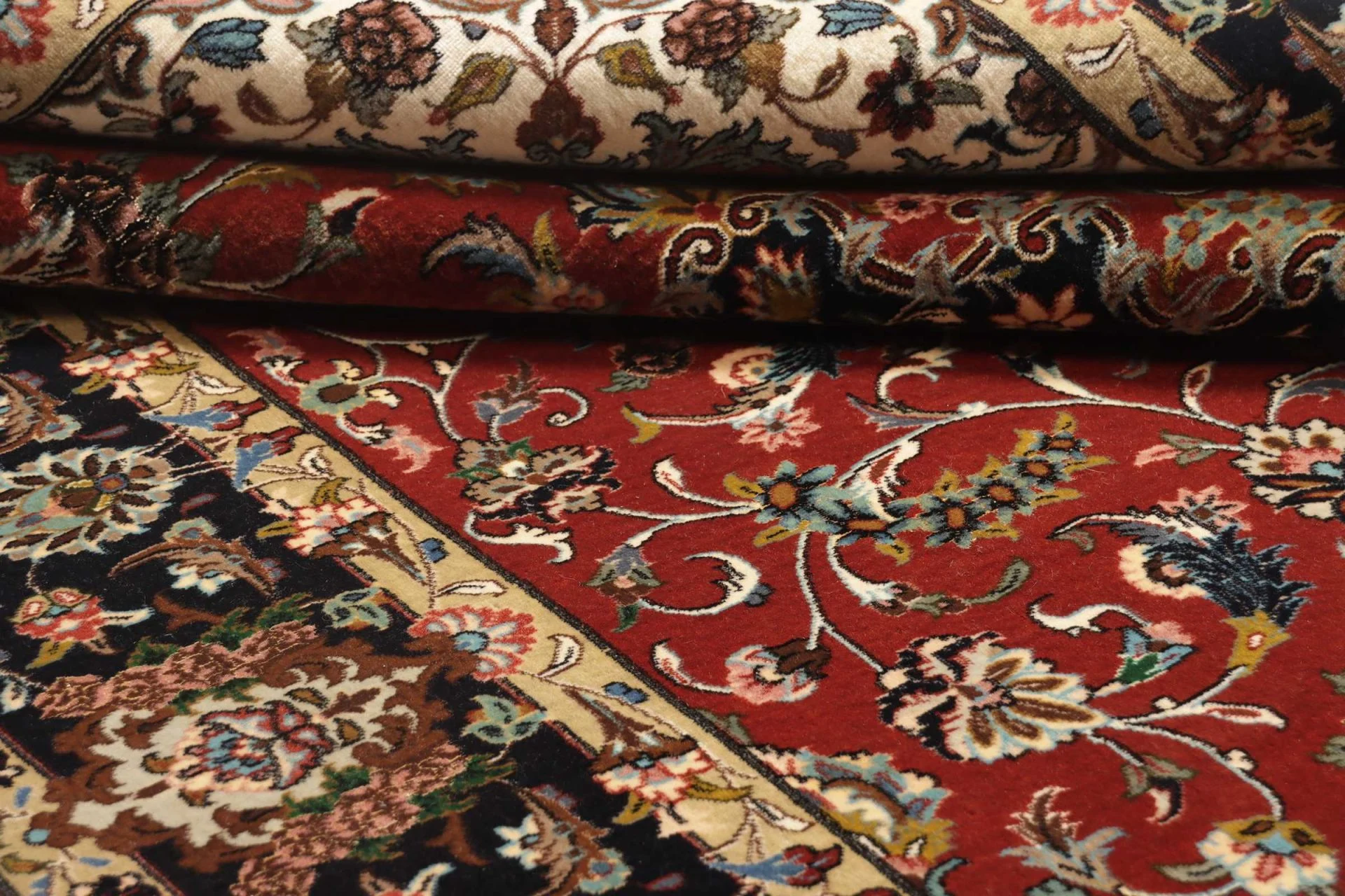 perserteppich-ghom-141-x-210-cm-schurwolle-handgeknupft-rot-blau-30 Qom Persian Rug — hand-knotted, 141 × 210 cm, Wool