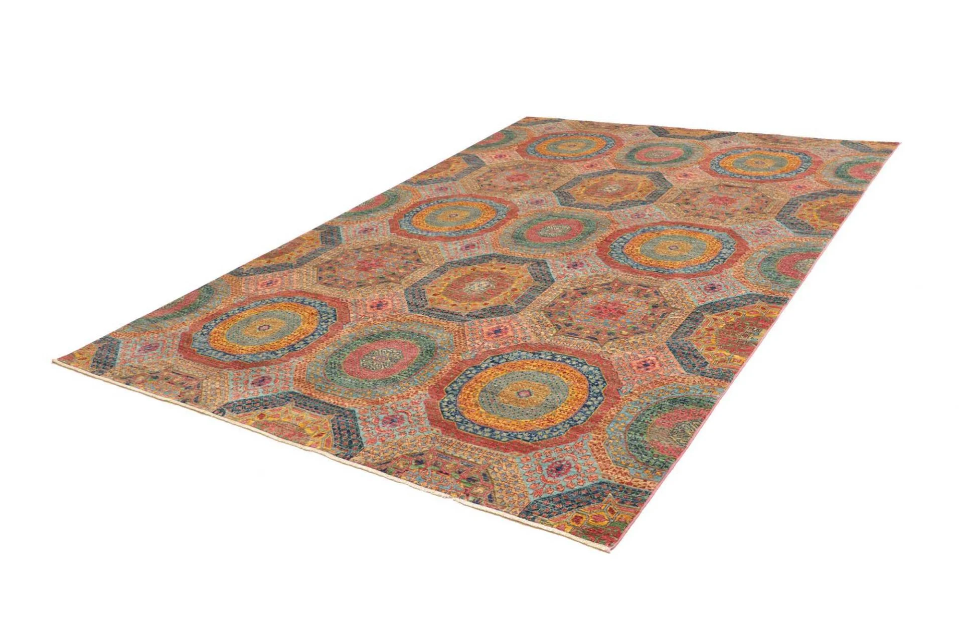Hand-Knotted Wool Mamluk Pakistani Rug, 205 × 287 cm