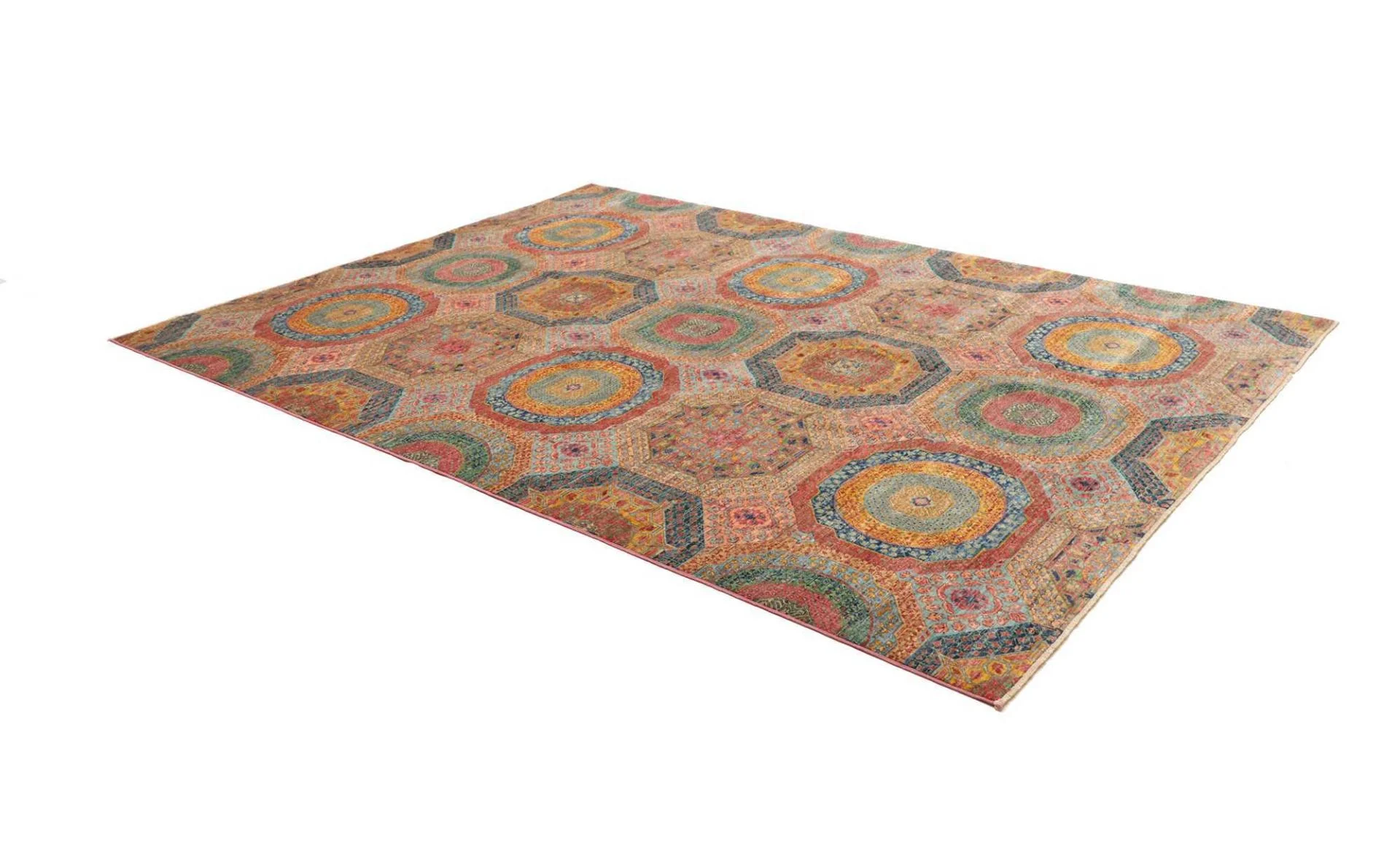 Hand-Knotted Wool Mamluk Pakistani Rug, 205 × 287 cm