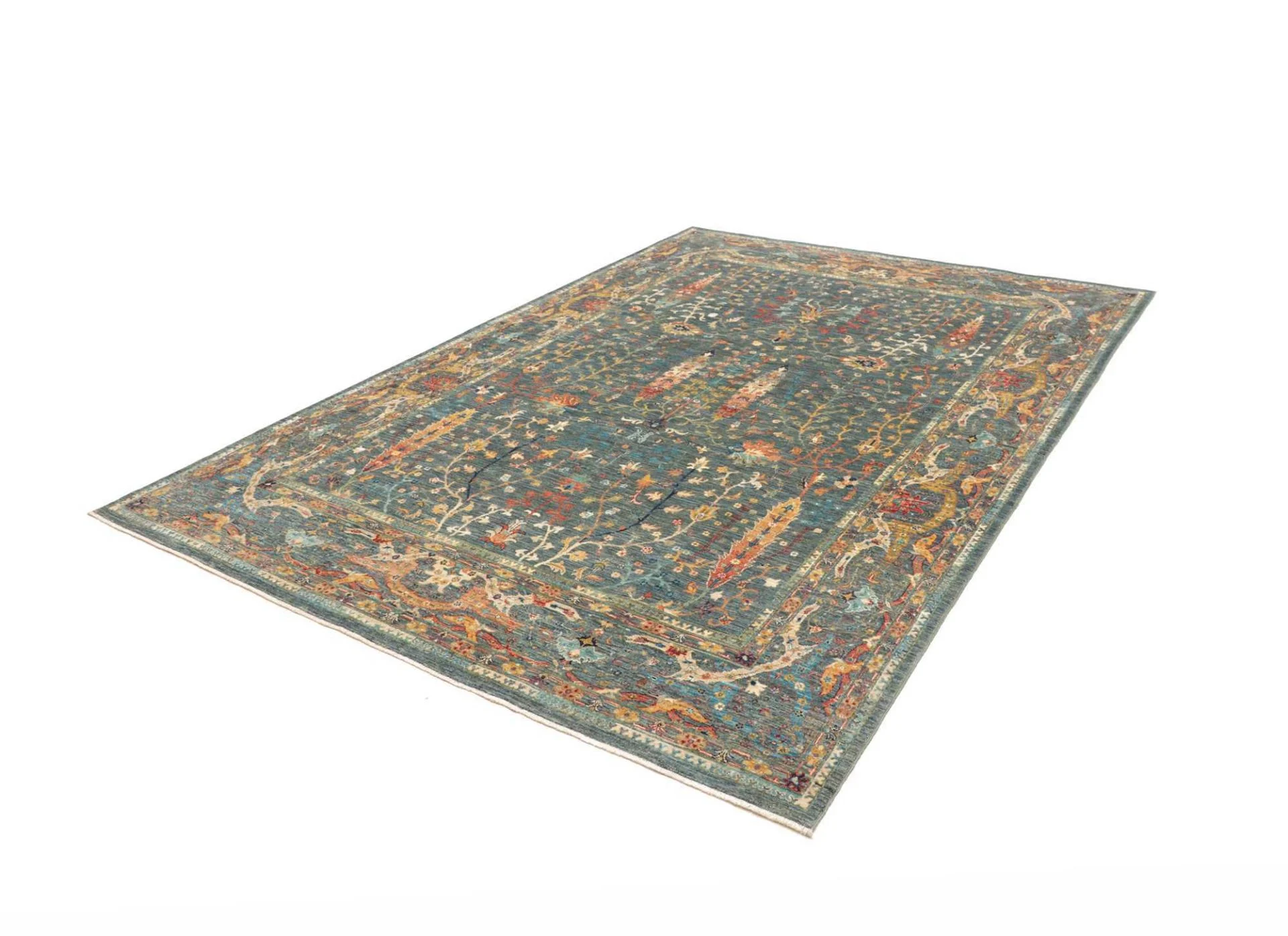 Hand-Knotted Wool Samarkand Pakistani Rug, 206 × 287 cm