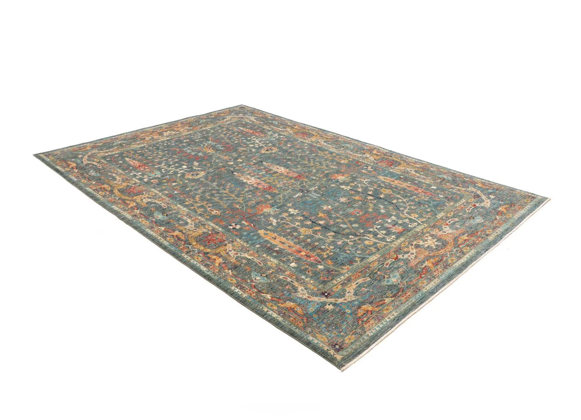 Hand-Knotted Wool Samarkand Pakistani Rug, 206 × 287 cm