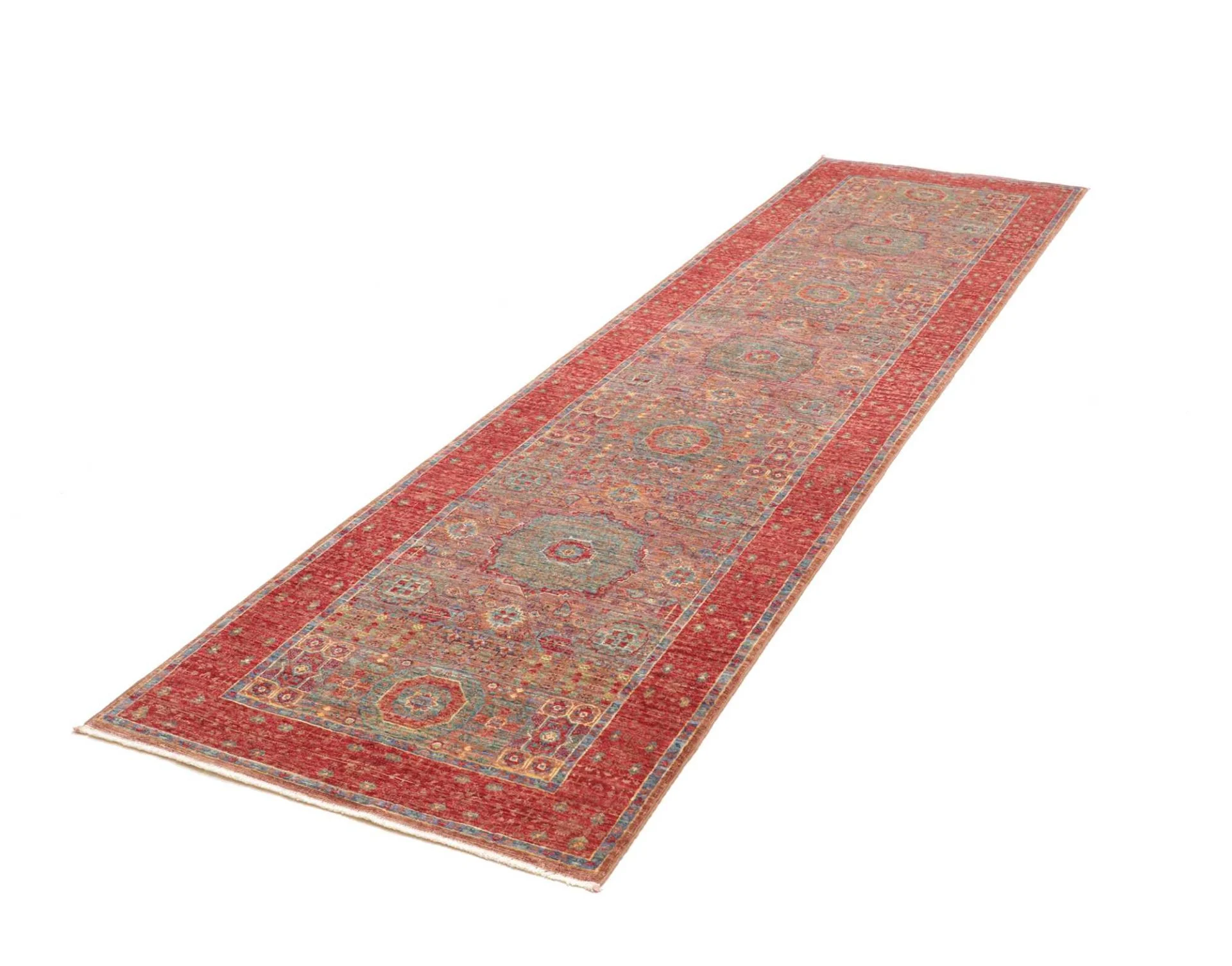 Hand-Knotted Wool Mamluk Pakistani Rug, 82 × 299 cm