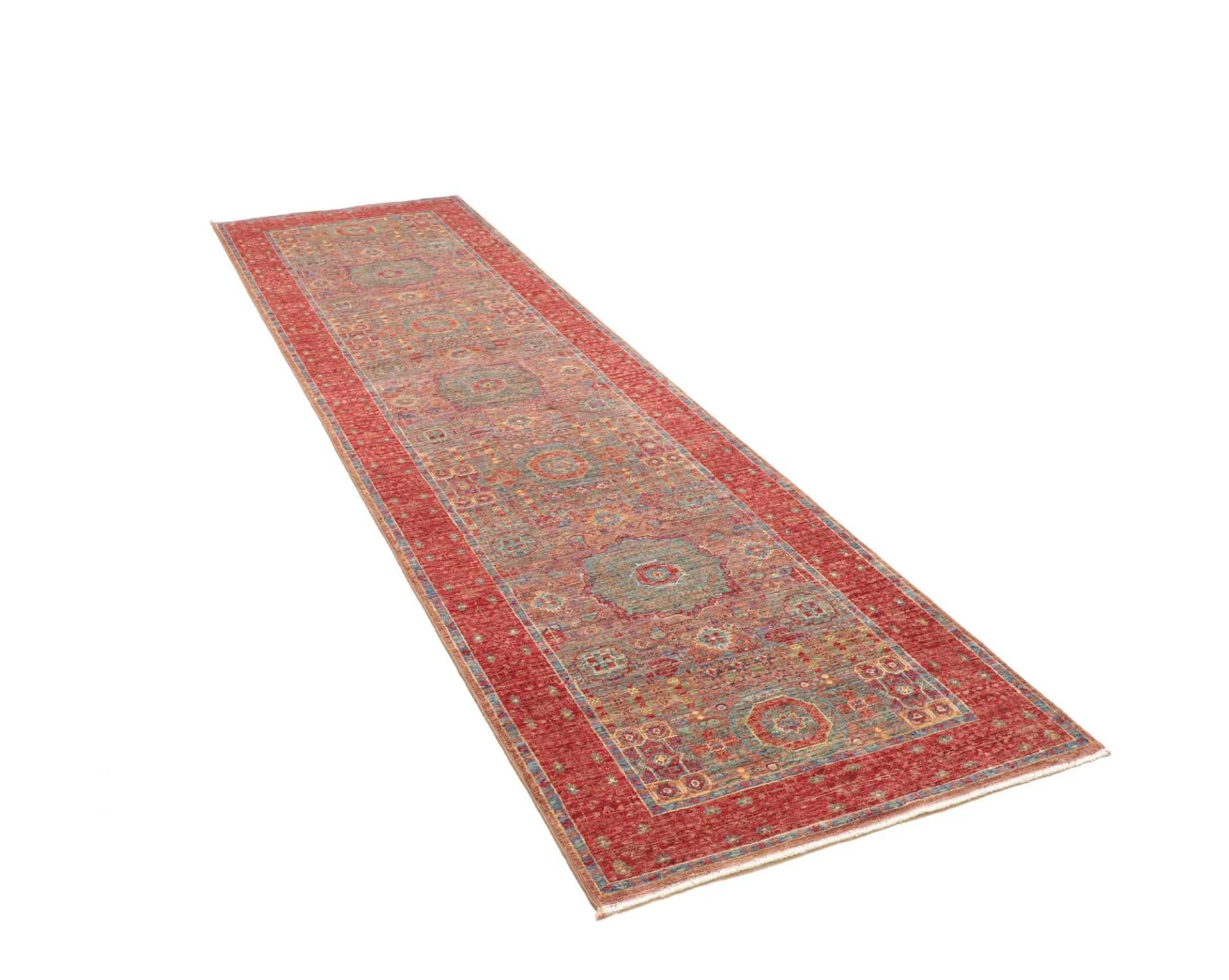 Hand-Knotted Wool Mamluk Pakistani Rug, 82 × 299 cm