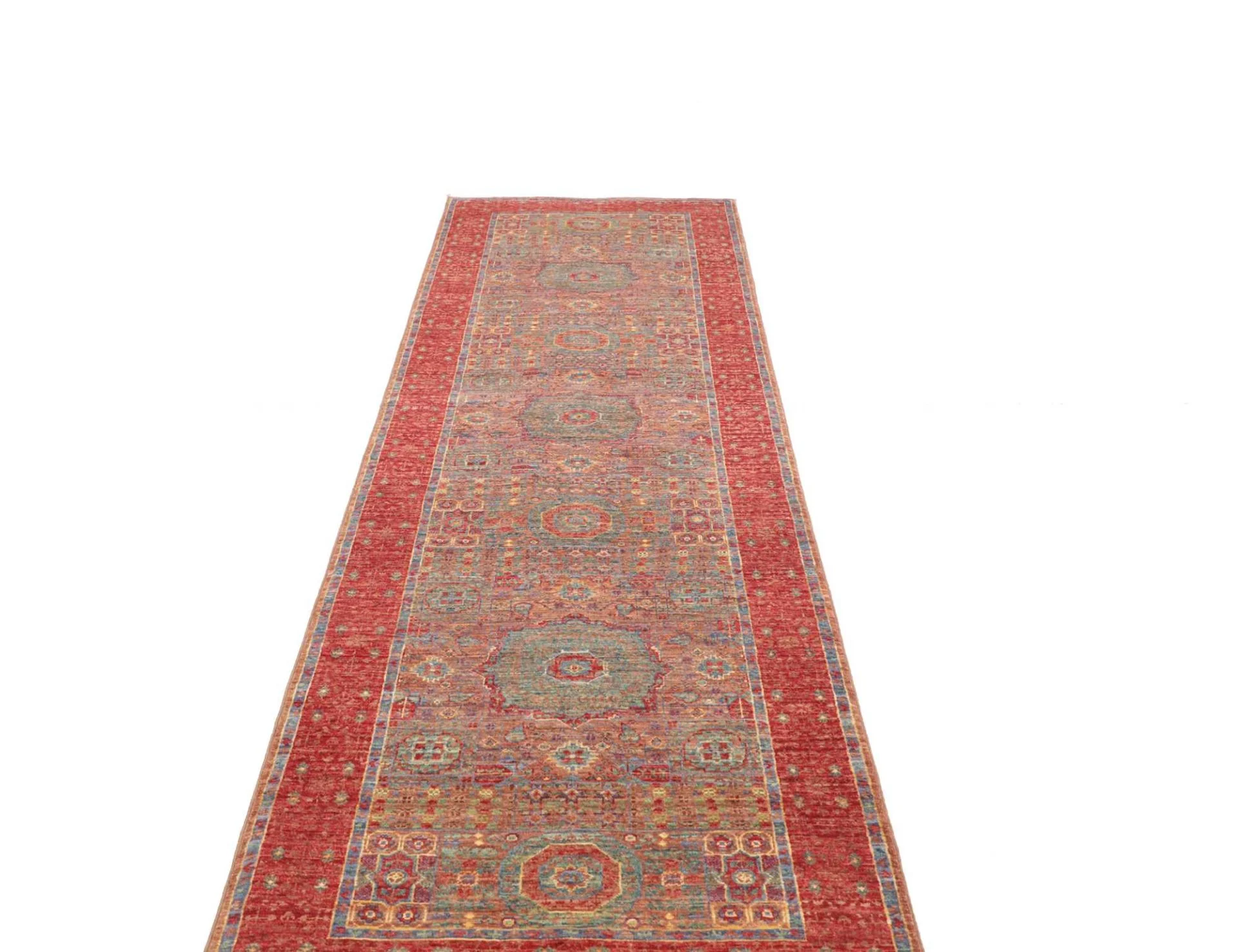 Hand-Knotted Wool Mamluk Pakistani Rug, 82 × 299 cm