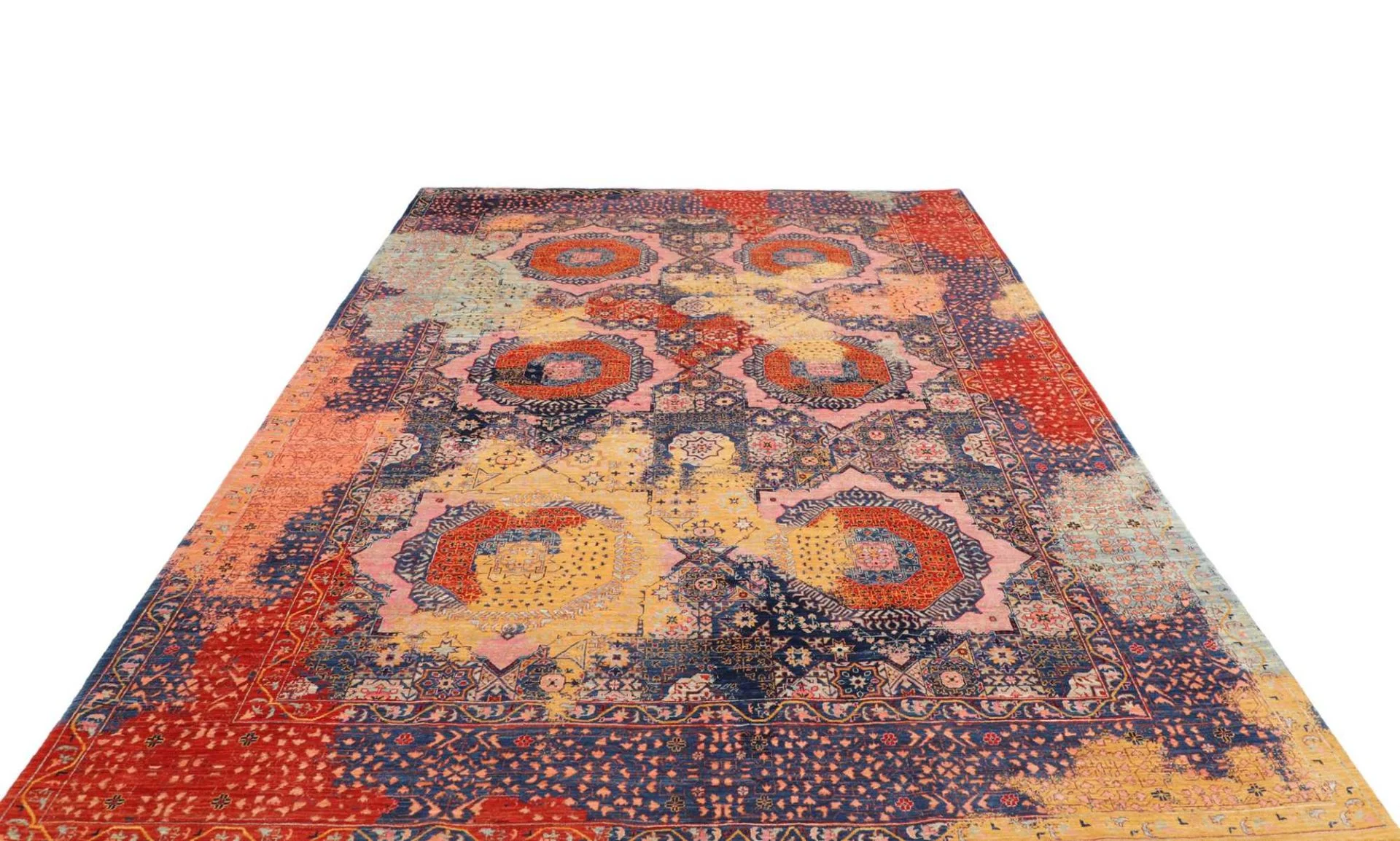 Hand-Knotted Wool Mamluk Pakistani Rug, 201 × 298 cm