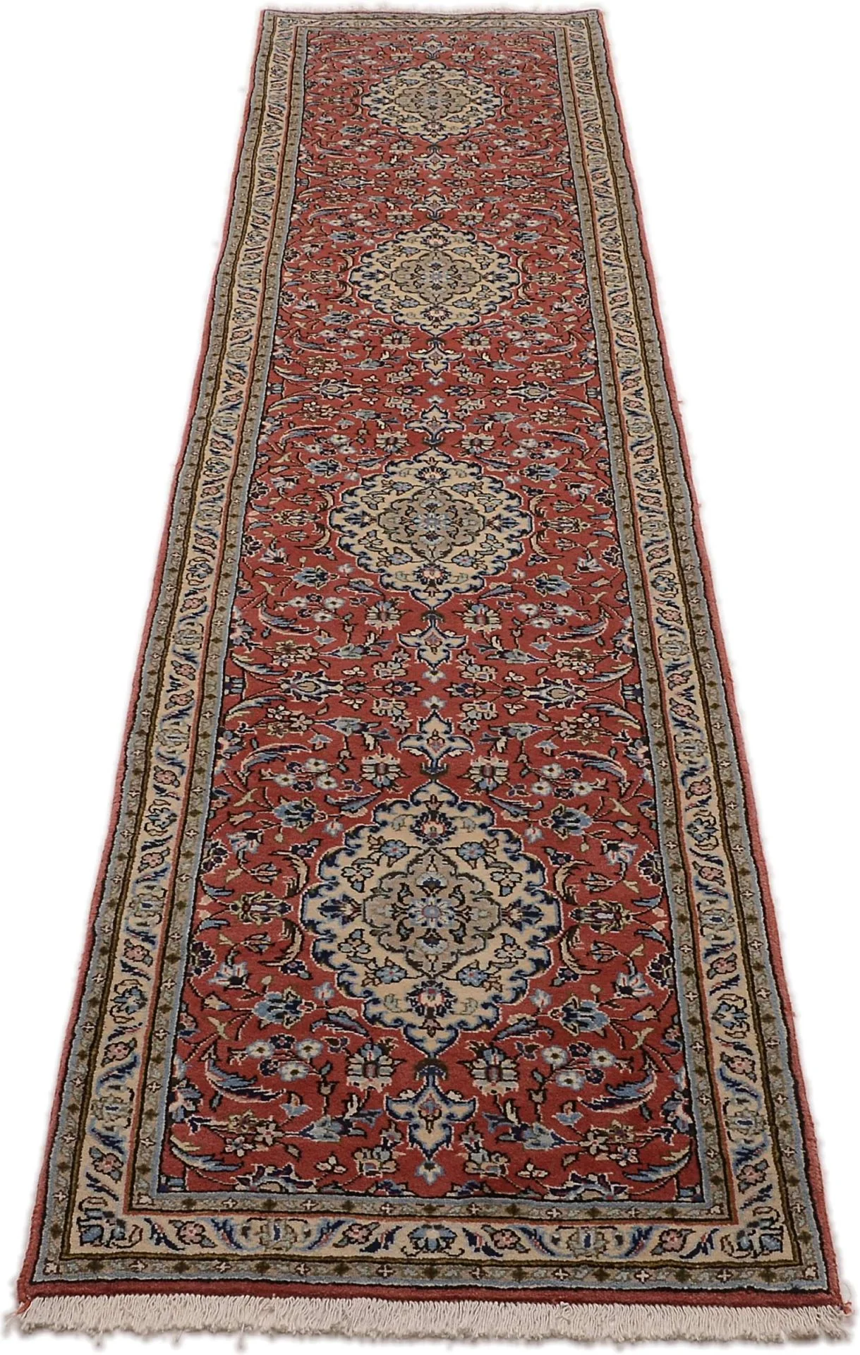 Hand-Knotted Wool Sarouk Persian Rug, 80 × 368 cm