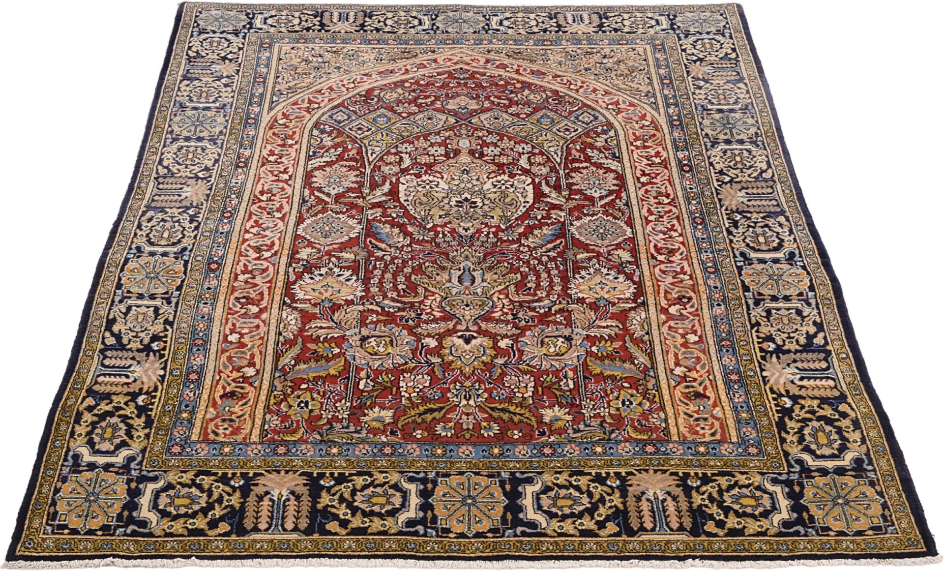 Hand-Knotted Wool Qom Persian Rug, 140 × 200 cm