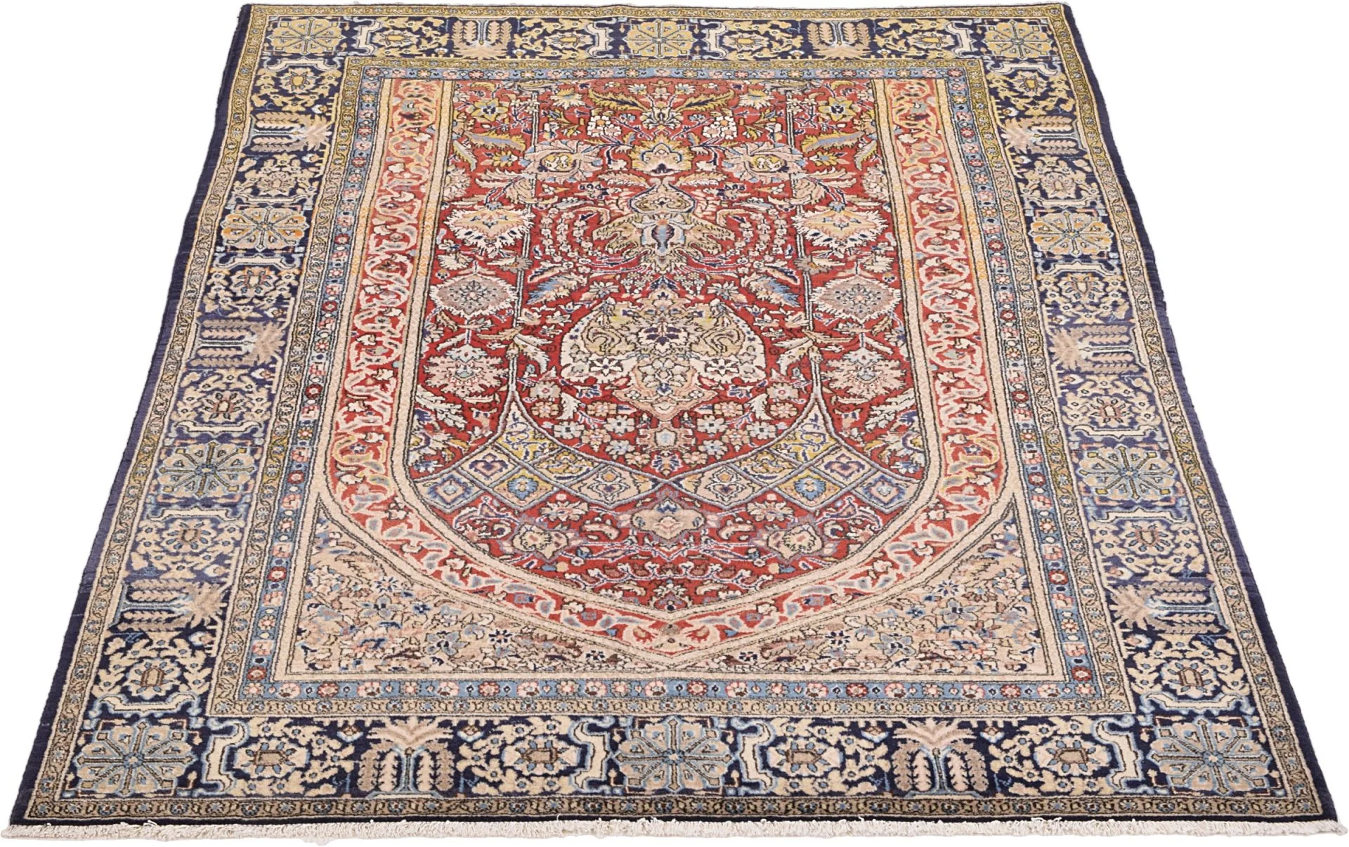 Hand-Knotted Wool Qom Persian Rug, 140 × 200 cm