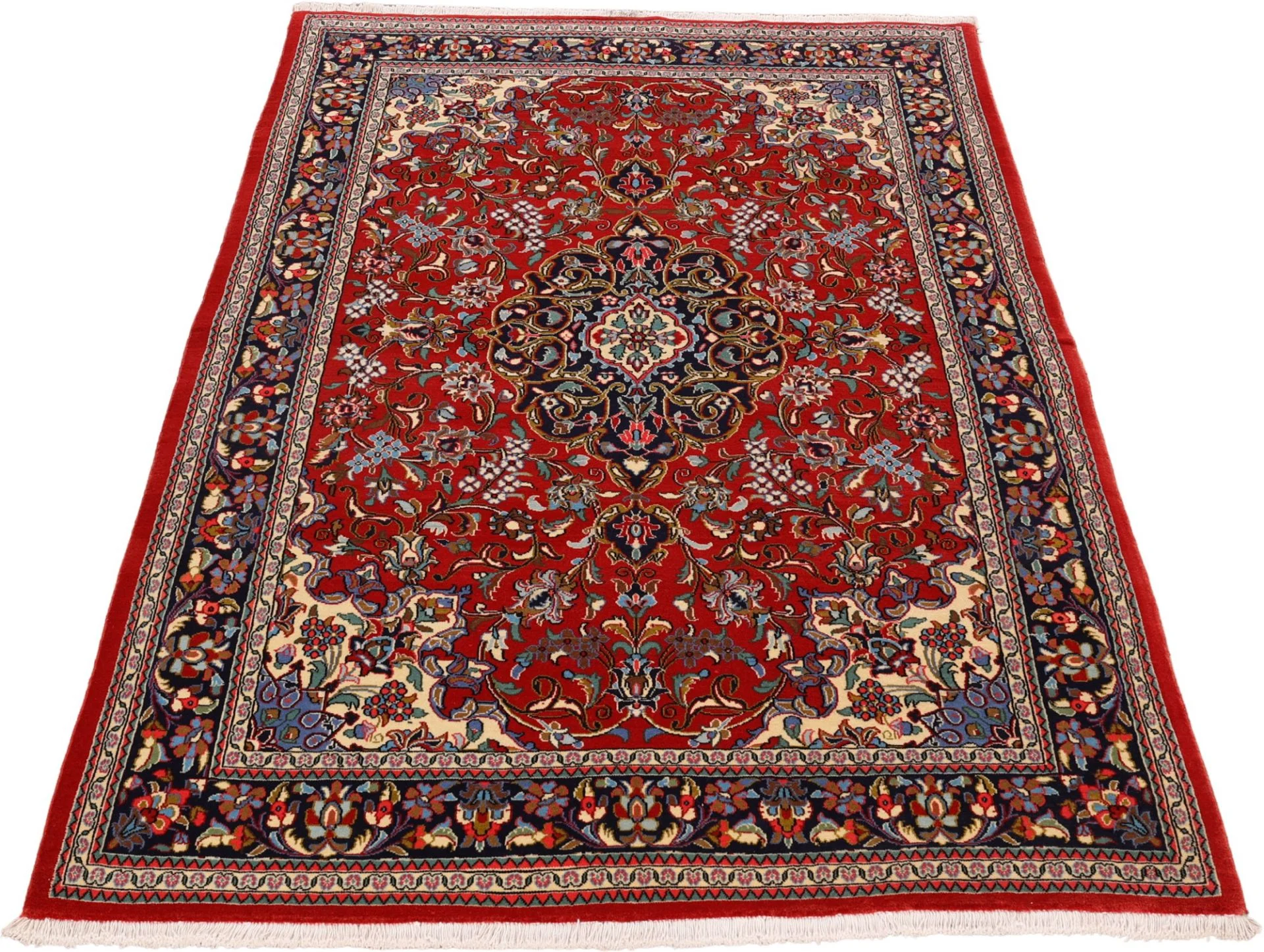 Hand-Knotted Wool Qom Persian Rug, 137 × 208 cm