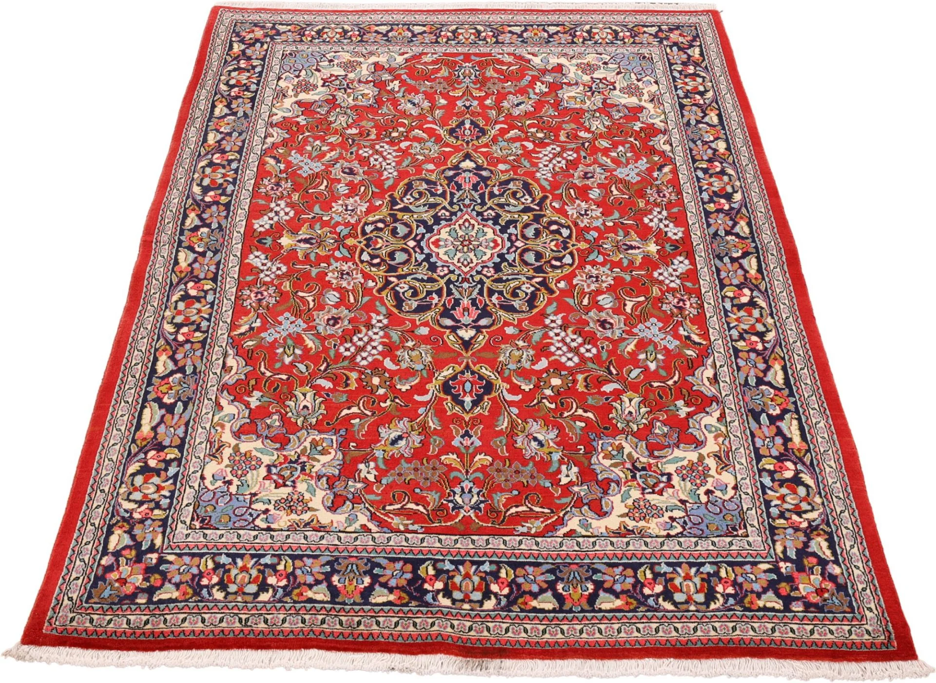 Hand-Knotted Wool Qom Persian Rug, 137 × 208 cm