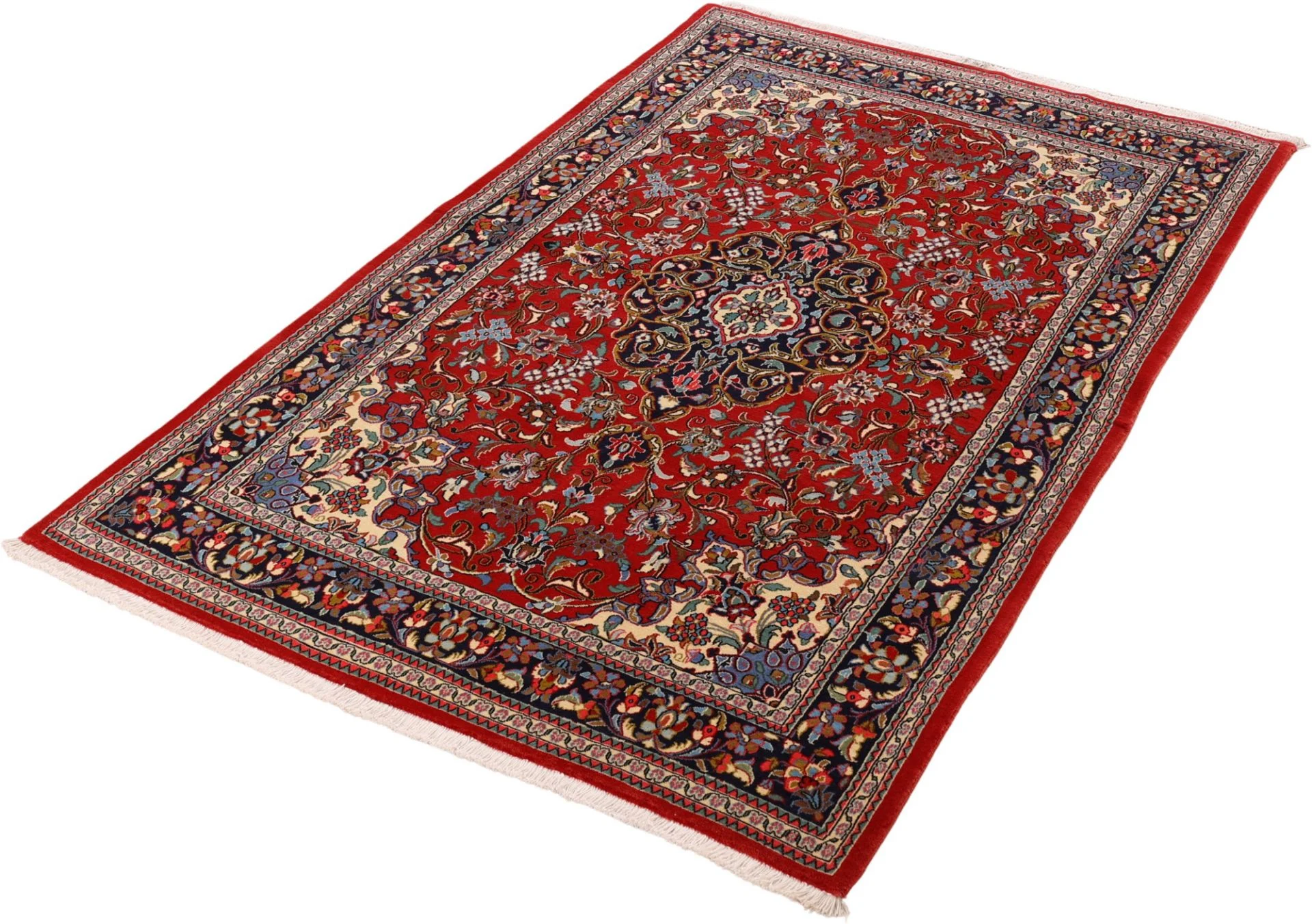 Hand-Knotted Wool Qom Persian Rug, 137 × 208 cm