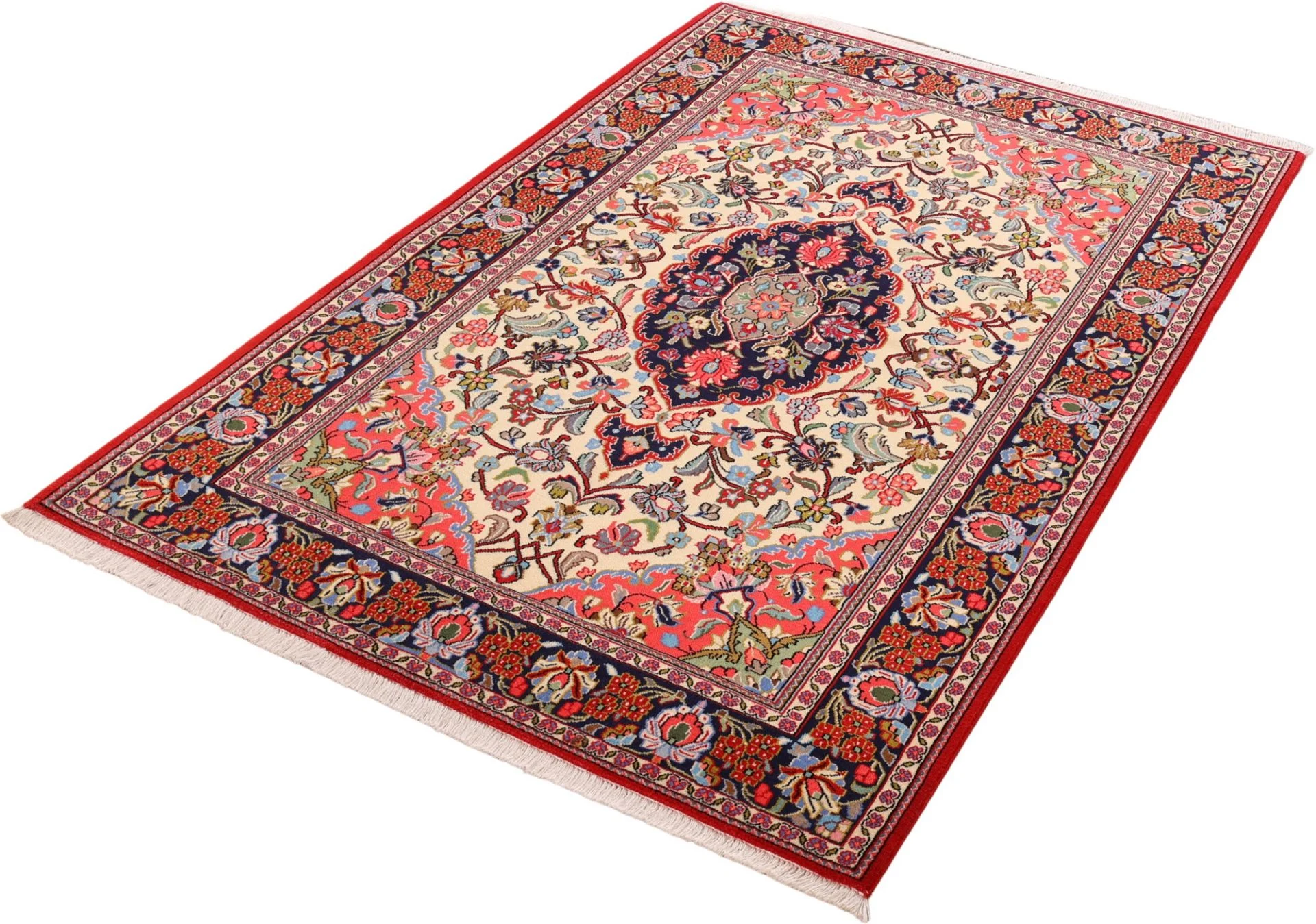 Hand-Knotted Wool Qom Persian Rug, 141 × 212 cm