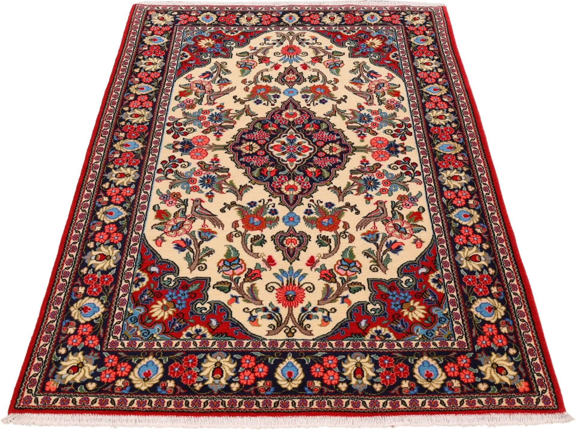 Hand-Knotted Wool Qom Persian Rug, 140 × 214 cm
