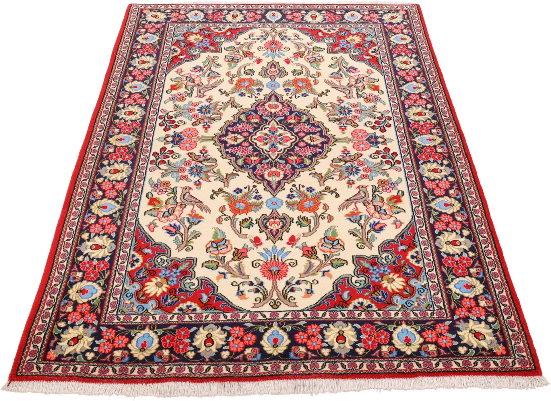 Hand-Knotted Wool Qom Persian Rug, 140 × 214 cm