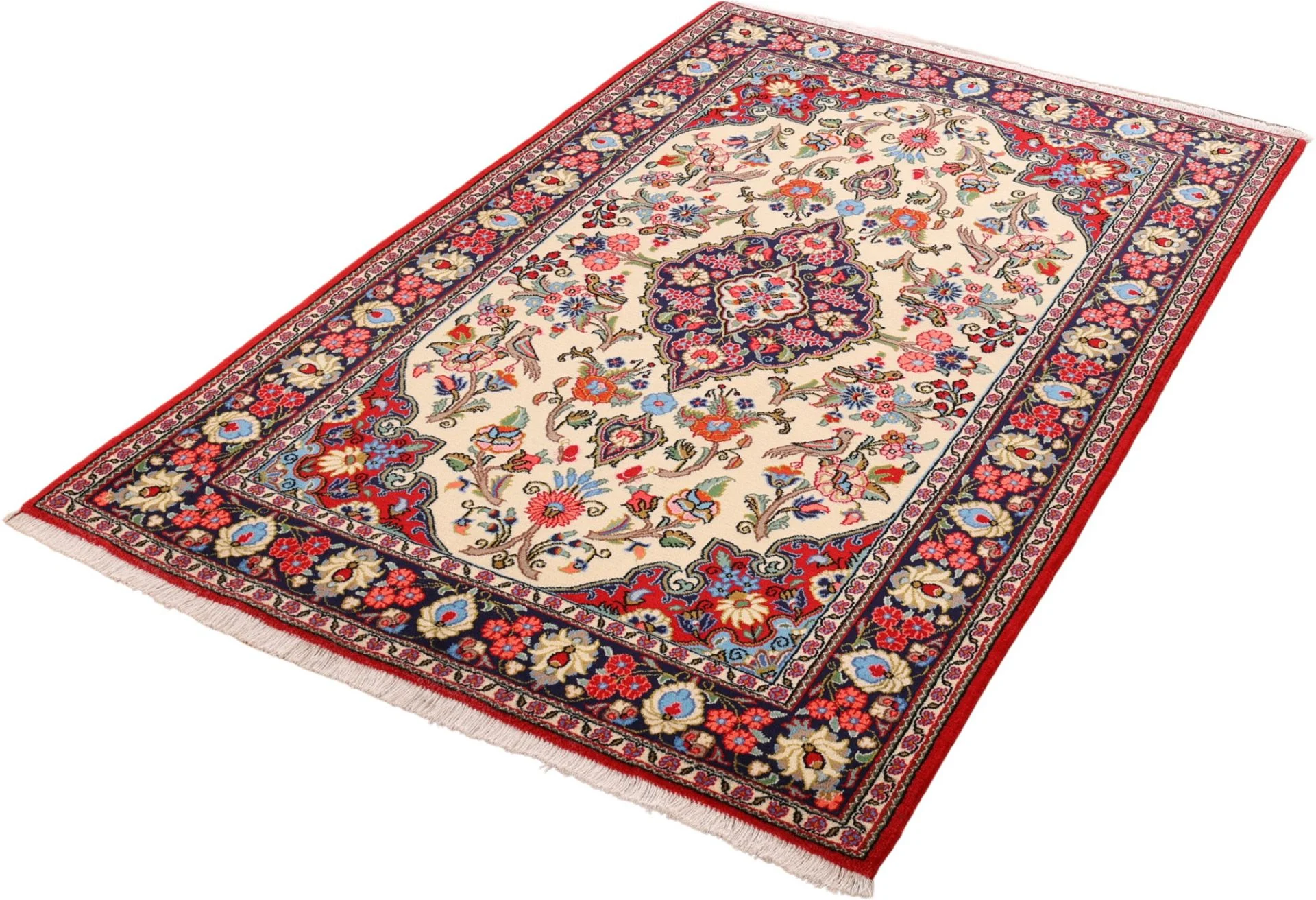 Hand-Knotted Wool Qom Persian Rug, 140 × 214 cm