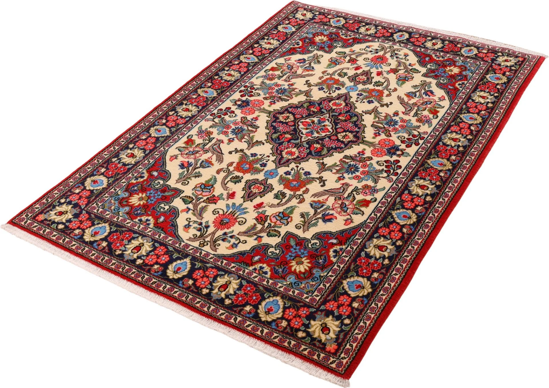 Hand-Knotted Wool Qom Persian Rug, 140 × 214 cm