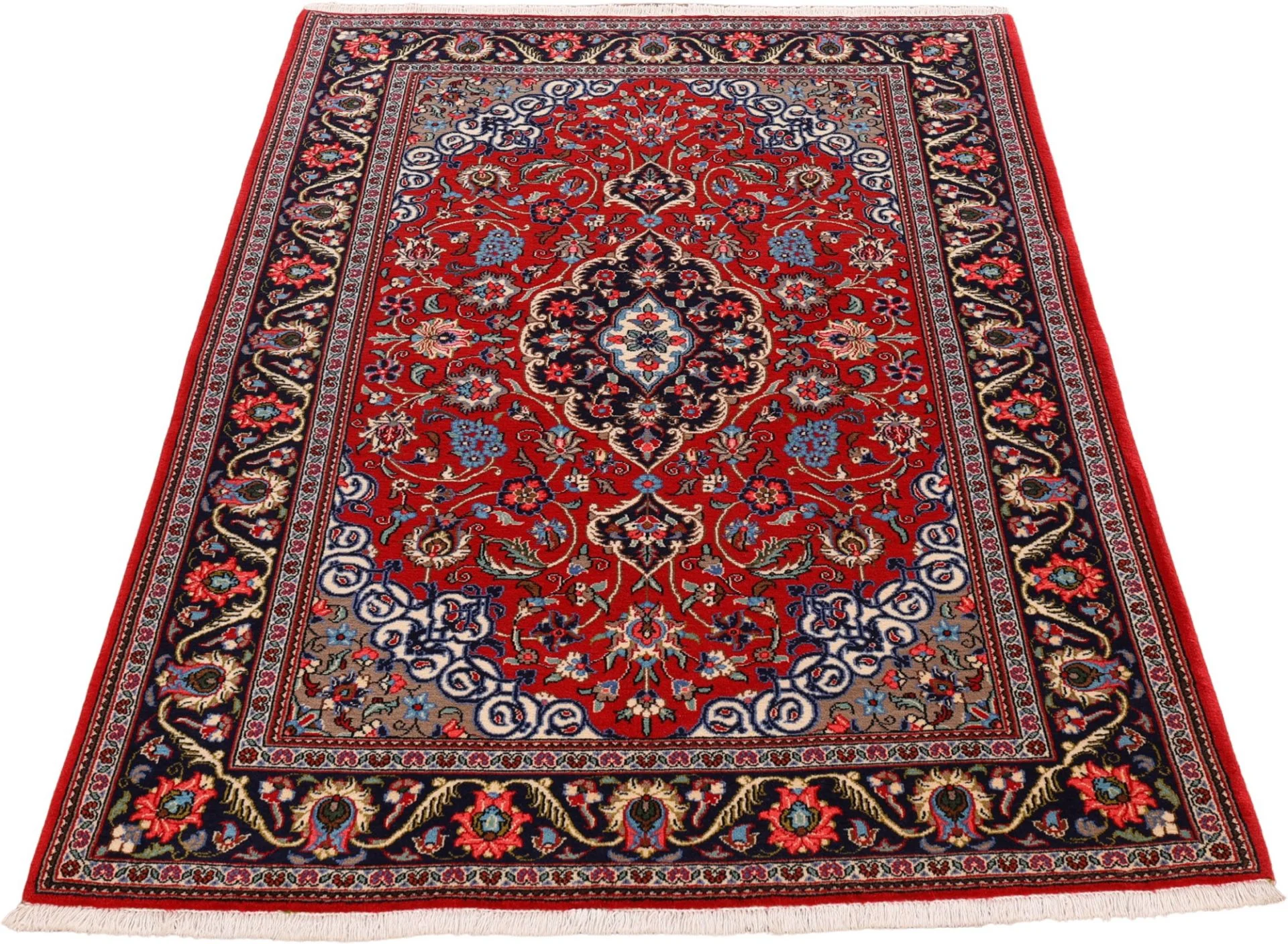 Hand-Knotted Wool Qom Persian Rug, 133 × 201 cm