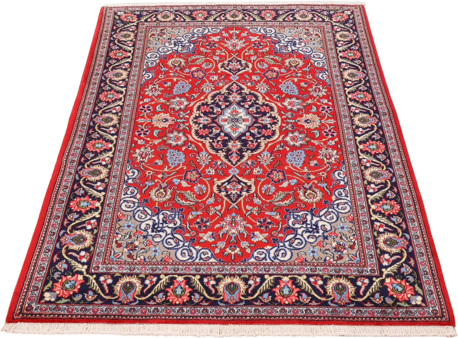 Hand-Knotted Wool Qom Persian Rug, 133 × 201 cm