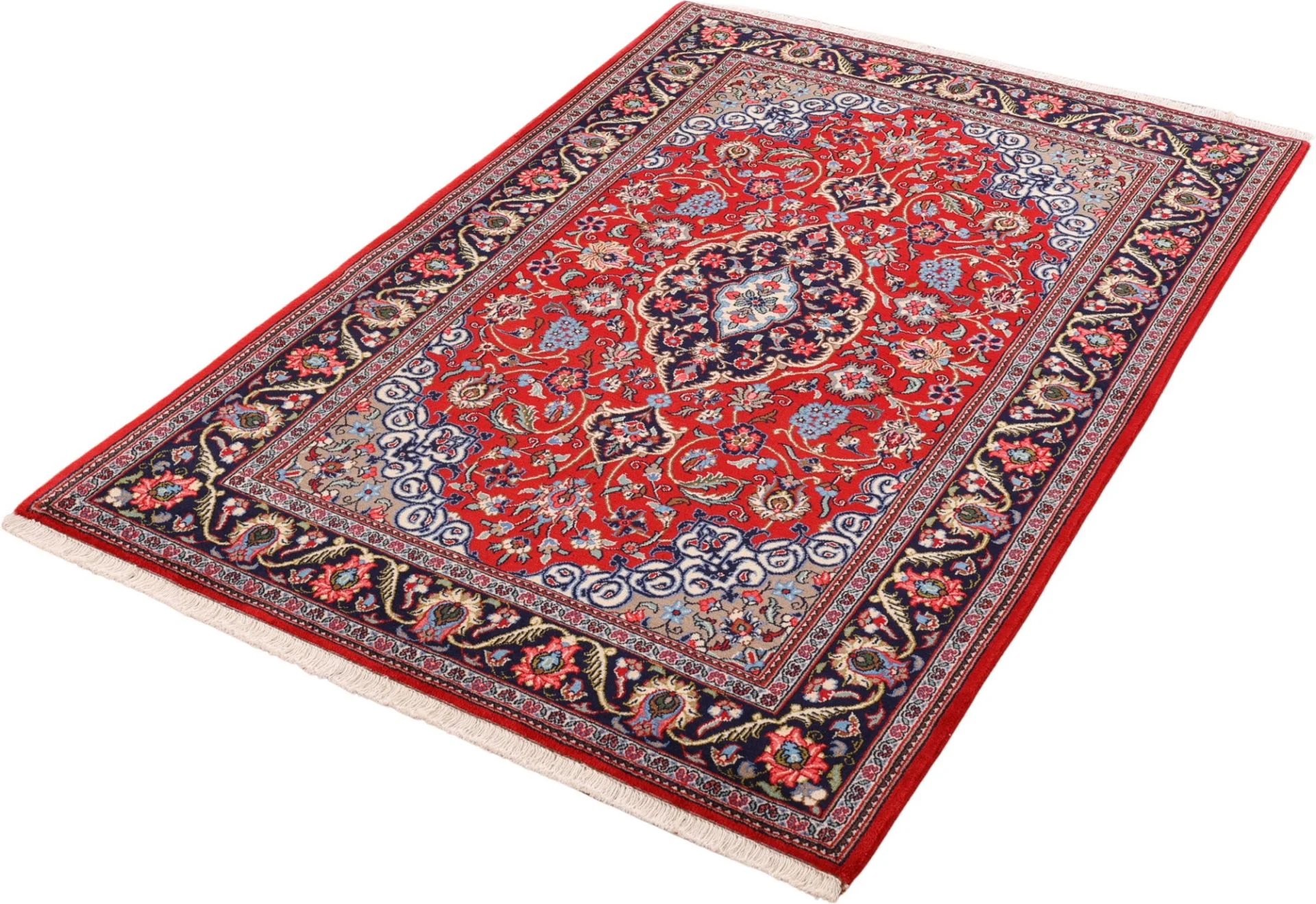 Hand-Knotted Wool Qom Persian Rug, 133 × 201 cm