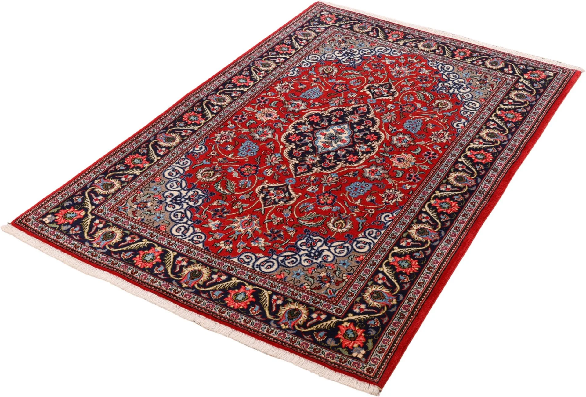 Hand-Knotted Wool Qom Persian Rug, 133 × 201 cm